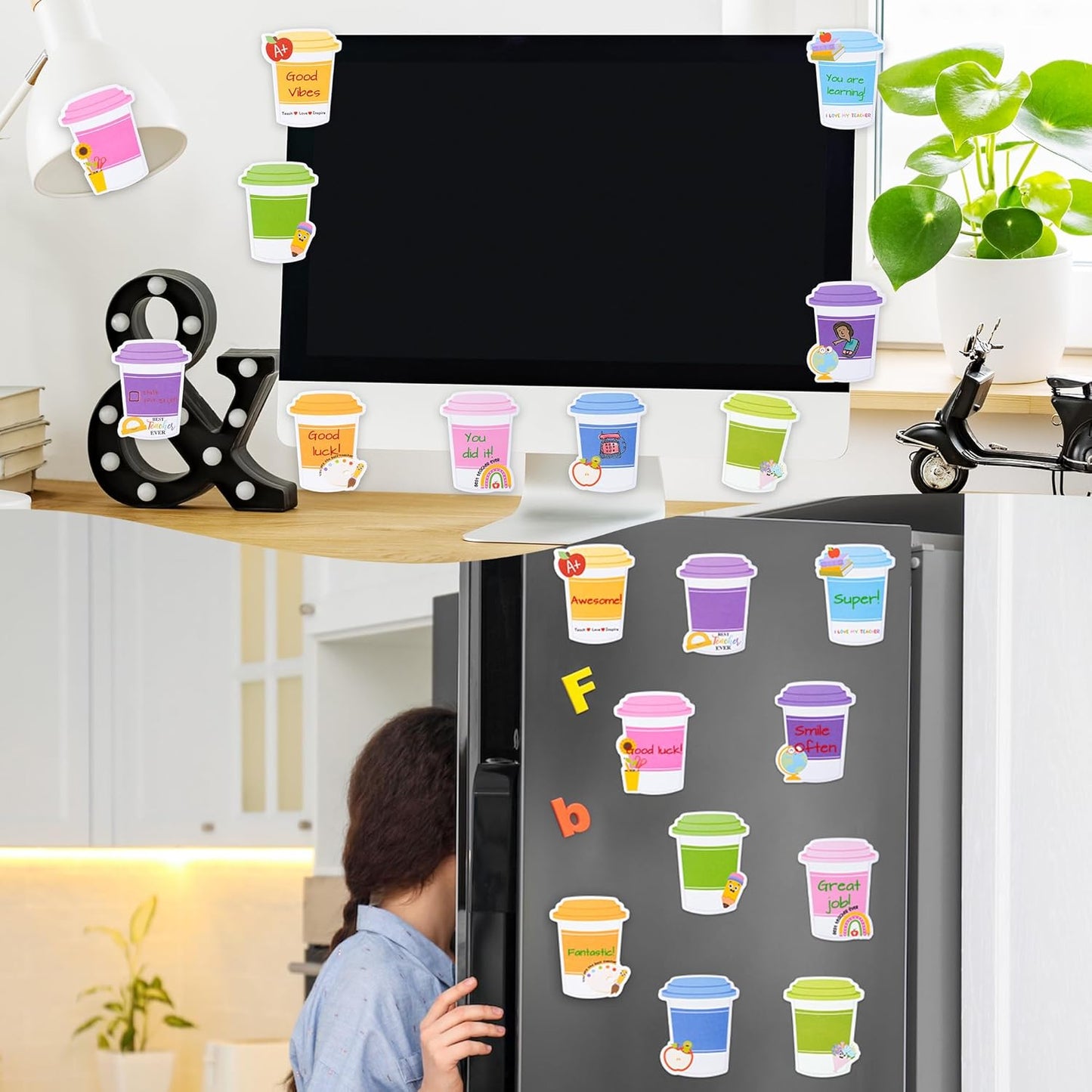 Xqumoi 30 Pack Teacher Sticky Notes - Funny Coffee Cup Self Sticky Notepads Writing Memo Pads for Teacher Appreciation Back to School Office Supplies Coffee Lover Gift Party Favors Goodies Bag Fillers