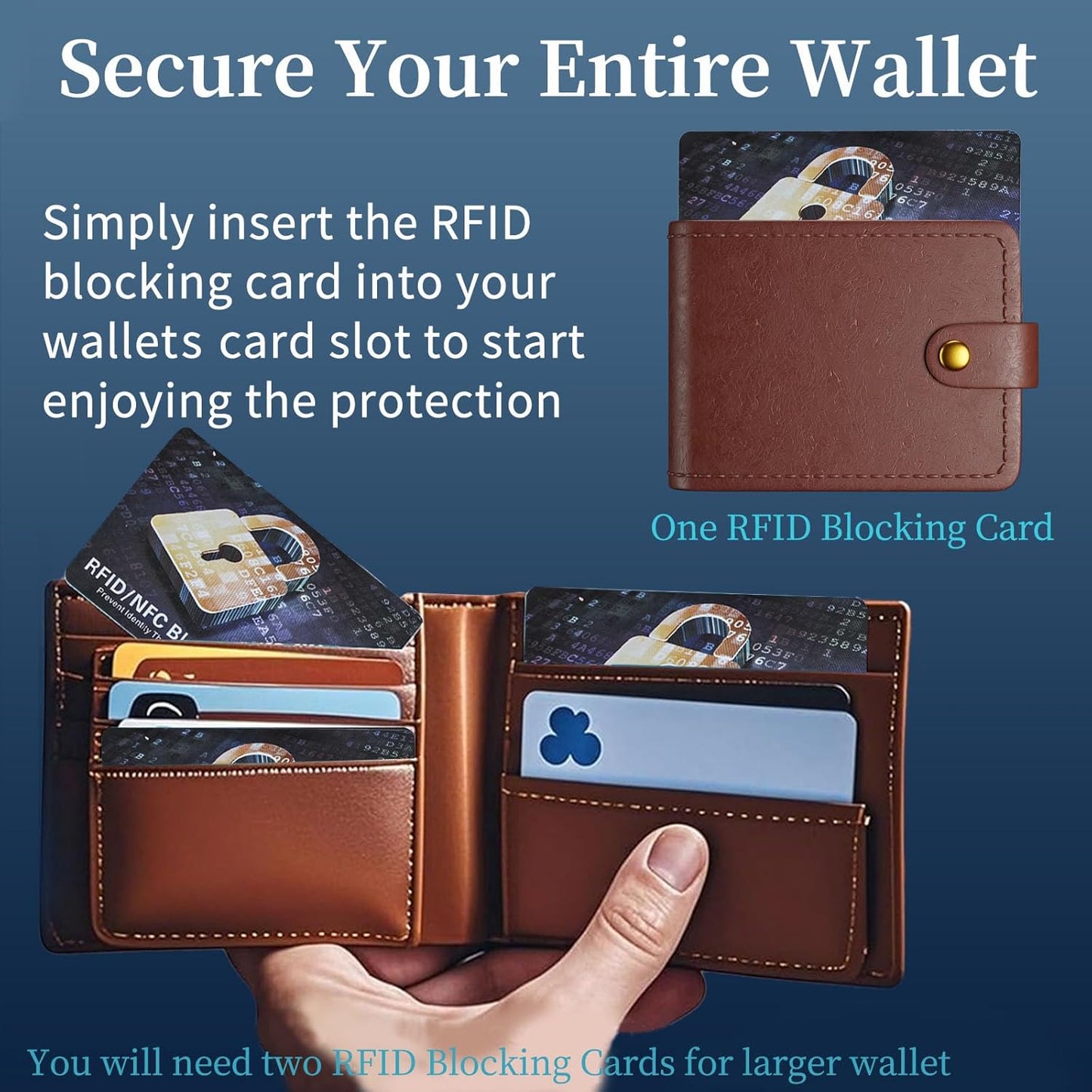 RFID Blocking Card, Contactless Bank Debit Credit Card Passport Protector, One Blocked Card Protects Entire Wallet Purse, ID/IC ATM Card Blocking for Wallet Protection(5 Pack)