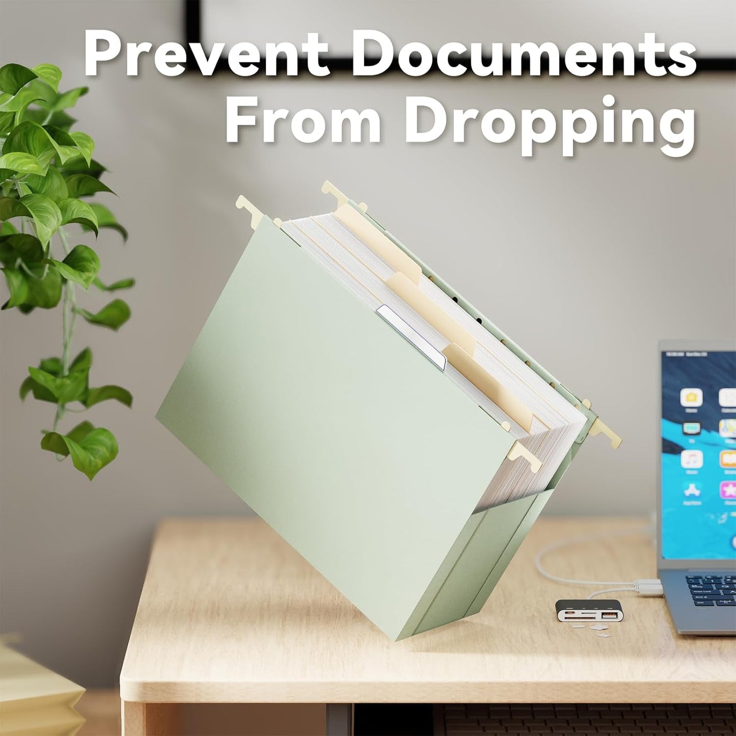 Ansook Plastic Hanging File Folders Letter Size,4" Extra Capacity File Folder with Tabs,6 Pack File Cabinet Folders for Documents,Heavy Duty Morandi Colored File Folders for Home and Office Bulk File