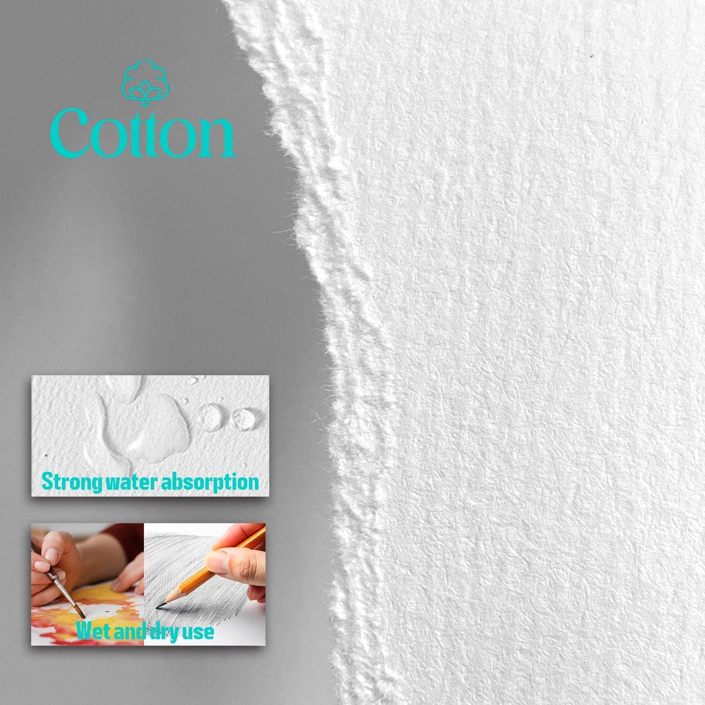 Mixed Media Paper 60 Sheets, 9 X 12 Inches 140 LB/300 GSM Heavyweight Cotton Paper Smooth/Medium Rough Texture Art Paper for Watercolor, Gouache, Marker, Painting, Drawing, Sketching