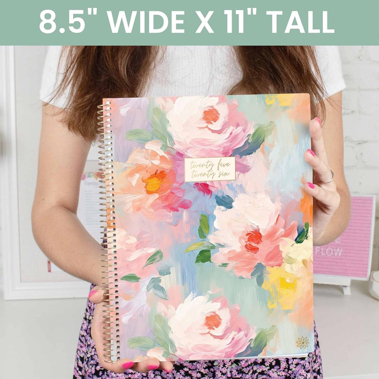 bloom daily planners 2025-2026 (8.5" x 11") Academic Year Day Planner (July 2025 - July 2026) - Weekly & Monthly Dated Agenda Organizer with Stickers & Tabs - Painted Peonies