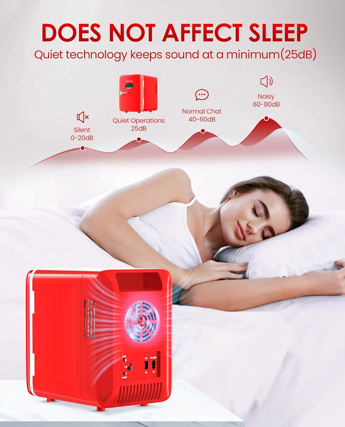 Skincare Fridge - 4L Mini Fridge for Bedroom, Office and Car, for Refrigerating Makeup, Skincare and Food, Cooler and Warmer, Beverage Cooler, Red