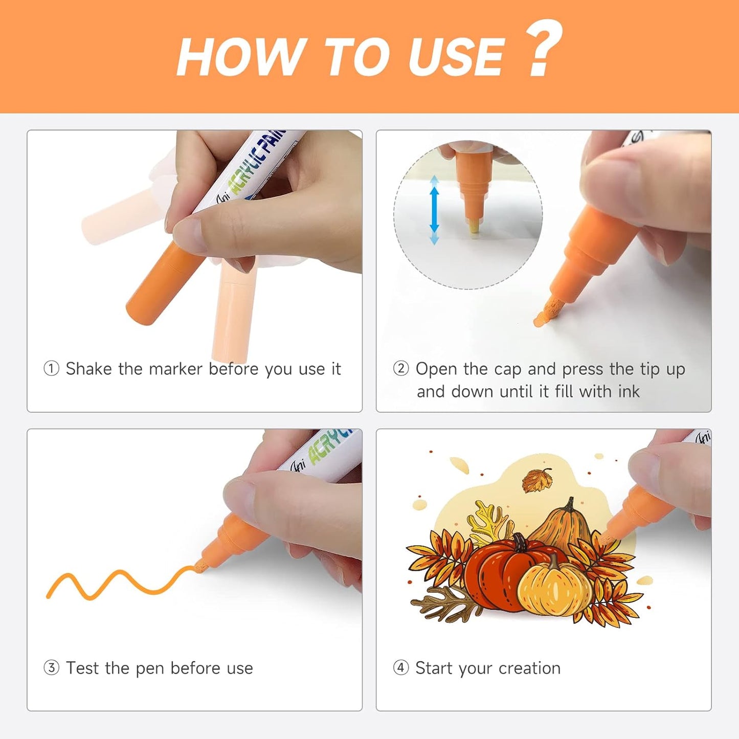 16 Colors Permanent Markers, Acrylic Paint Pens for Rock Painting, Canvas, Wood, Glass, Mugs, Fabric, Ceramic,Lettering,Card Making DIY Crafts (2.5MM Medium Tip)