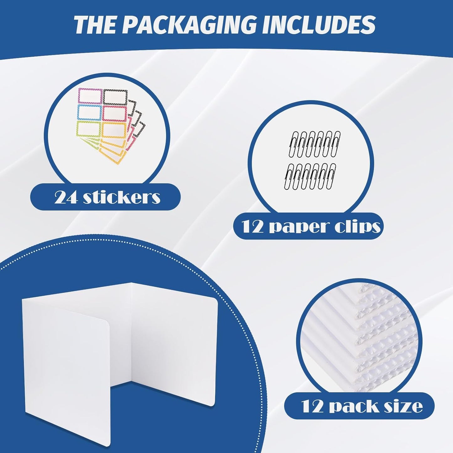 12 Pack Desk Dividers for Students,3-Fold Privacy Screens,Testing Dividers for Classroom Waterproof,Plastic Easy Clean Privacy Shields for Student Includes Extra Labels