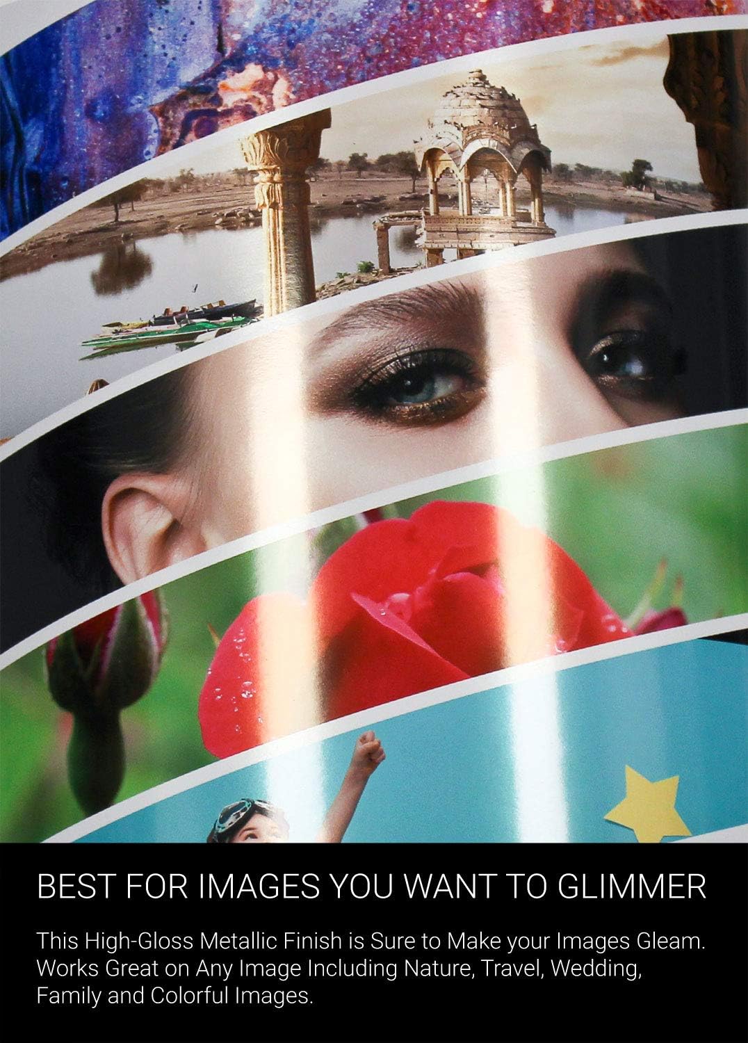 Vibrance Metallic Photo Printer Paper 10 mil 255 gsm Premium Photo Paper Roll 3in Core 17 inches x 100 feet Works with Most Inkjet Printers Including Professional Makes and Models Like Epson Canon HP