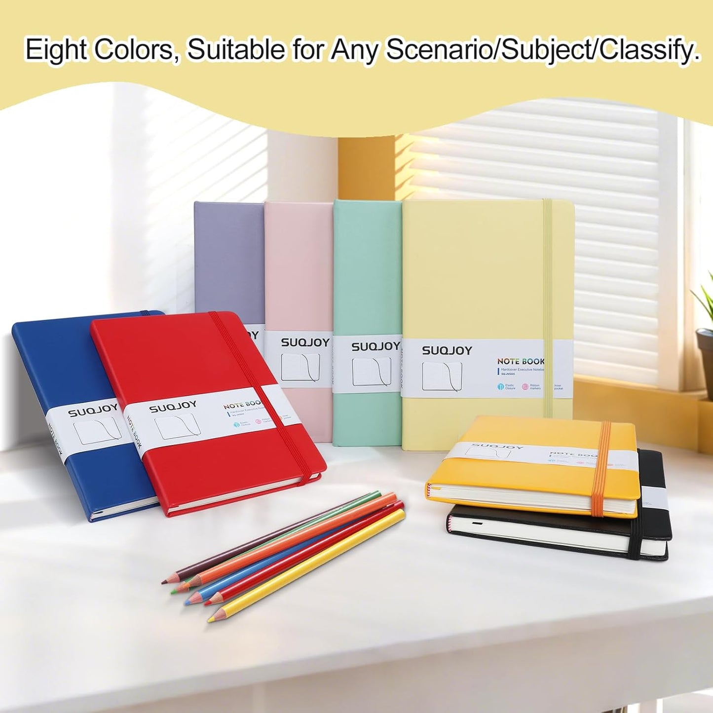 Lined Journal Notebooks for Writing, 100 GSM Thick Paper, 8 Pack Hardcover Notebooks, A5 College Ruled Notebook, Journaling Notebook for School/Travel/Office (8 Assorted Colors)