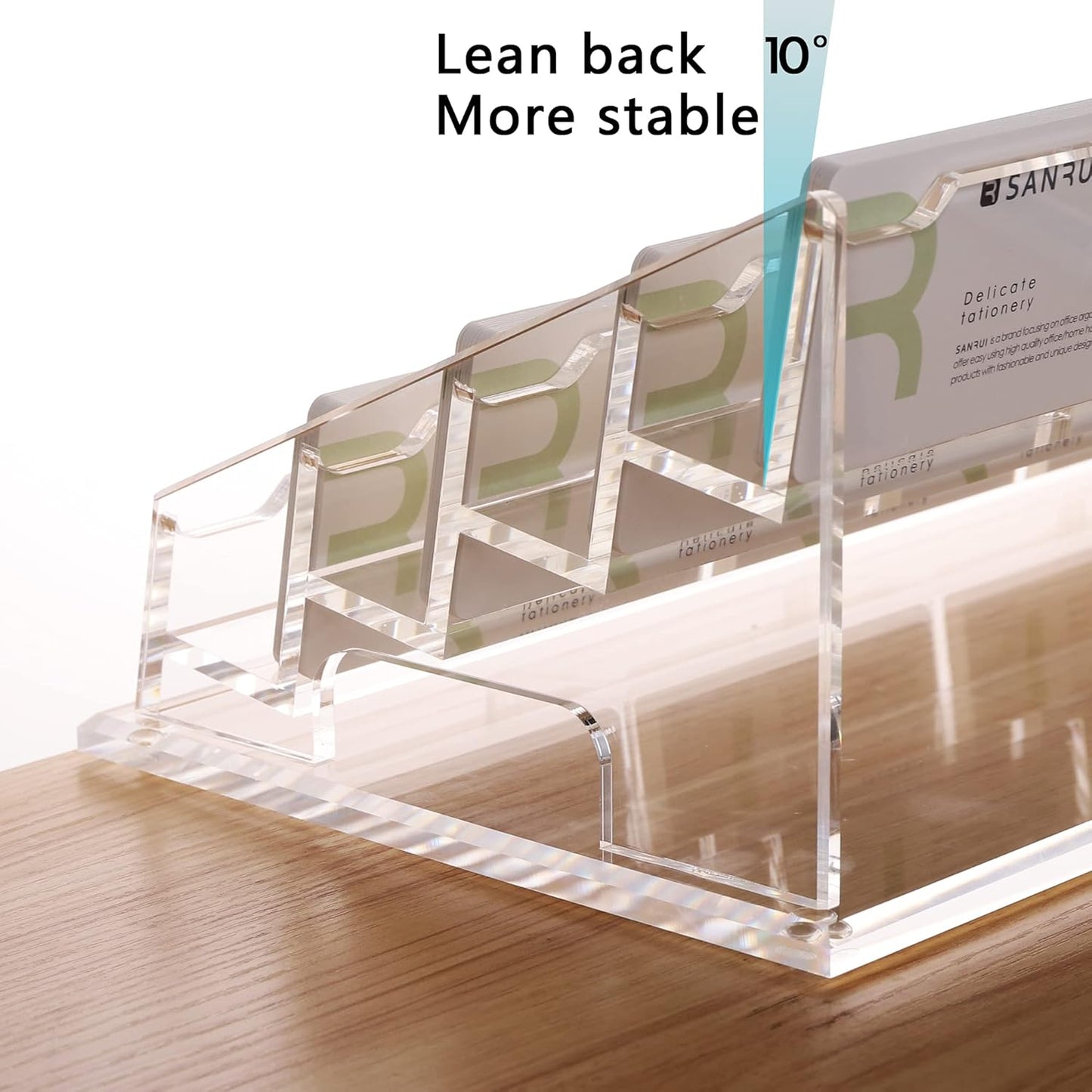 YUXUN 16 Slots Acrylic Business Card Holder for Desk Horizontal 4 Tiers Business Card Stand Clear Multiple Cards Display Stand for Office Supplies Home School