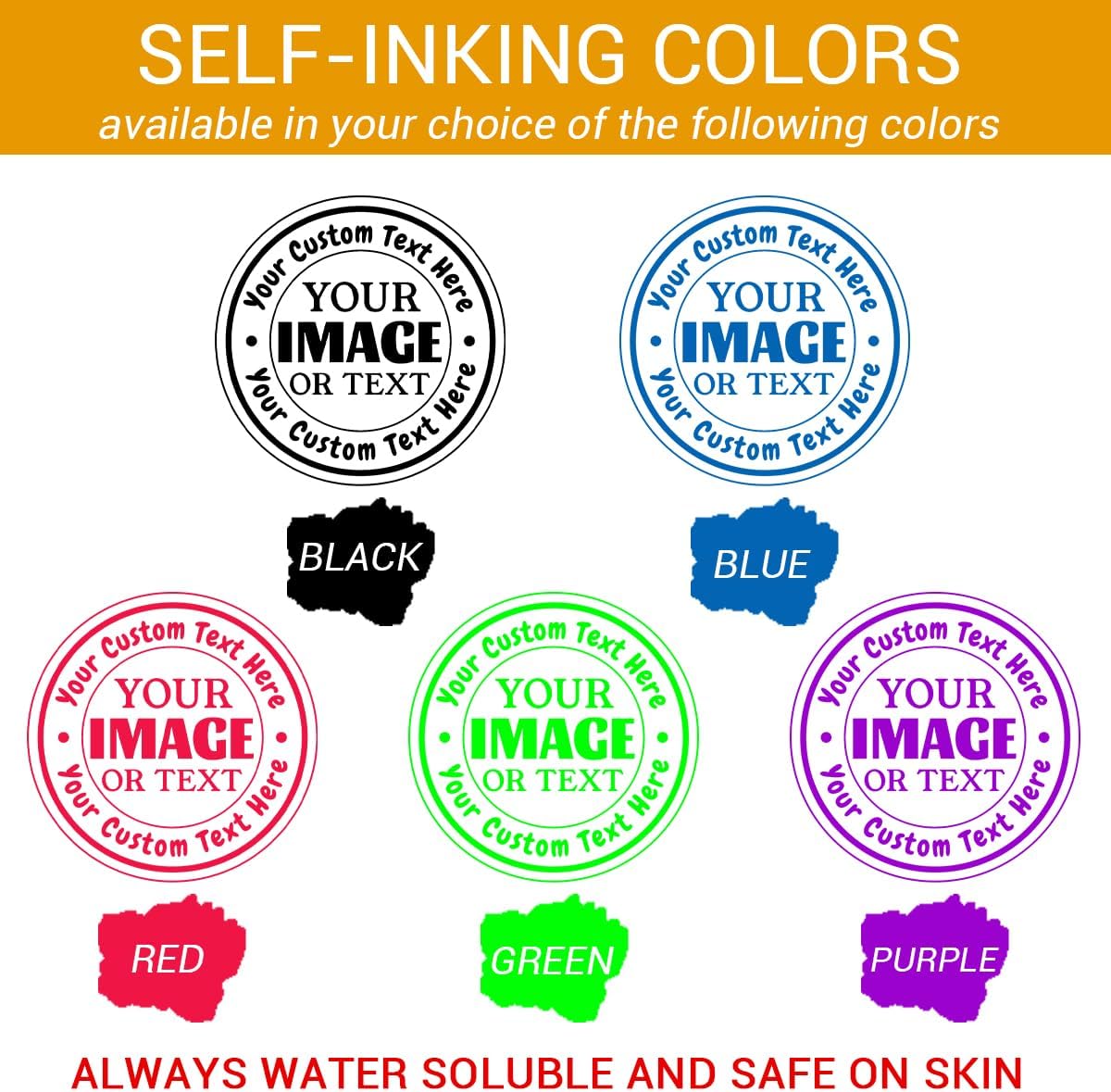 Custom Logo Stamp Personalized Business Logo Stamp Customized Self Inking Stamper Customizable Image Text Rubber Stamp for Local Business Round 4 Sizes 5 Ink Colors Options Available