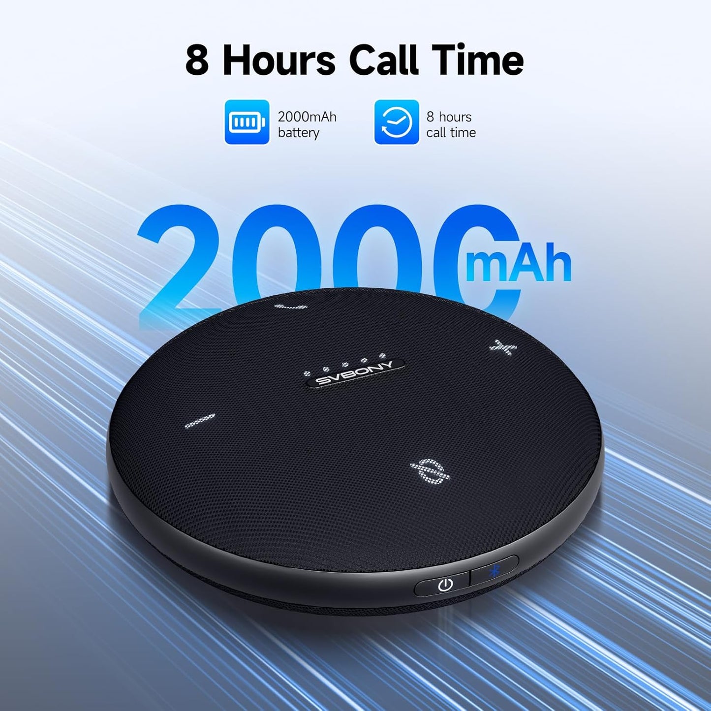 SVBONY SVHub Omni2 Conference Speaker and Microphone, Bluetooth Speakerphone with AI Transcription, 360° Voice Pickup with 4 Mic, Noise Cancellation, 10-Level Volume, USB Speaker Mic for Hmoe Office