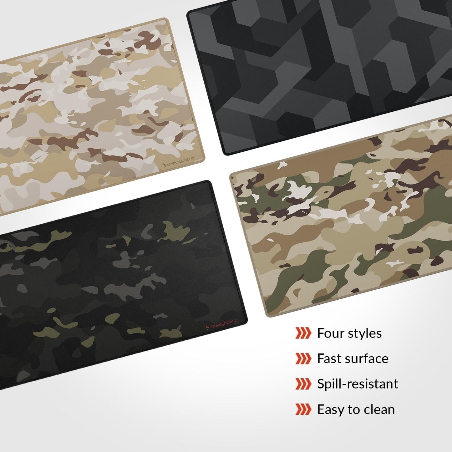 Das Keyboard Large Gaming Mouse Pad Desk Mat with Stitched Edge - Non Slip Base - Waterproof - Premium Cloth Mousepad for Home Work Gaming - Jungle Basecamp Camo