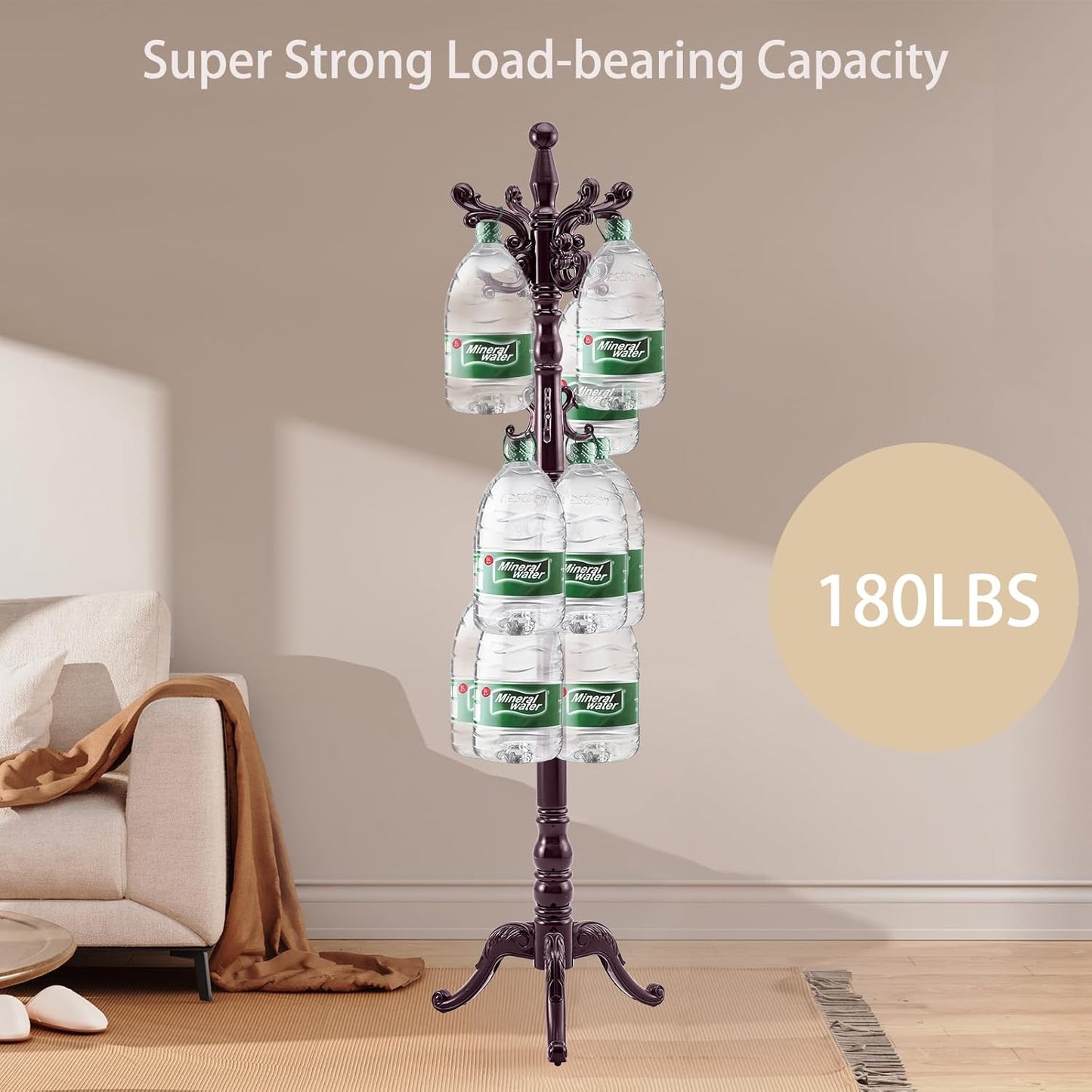 Wooden Coat Rack Stand, Vintage Solid Wood Coat Rack Freestanding with Triangle Base, Heavy Duty Coat Racks with 14 Hooks, Wood Coat Tree Hanger Stand for Entryway,Office