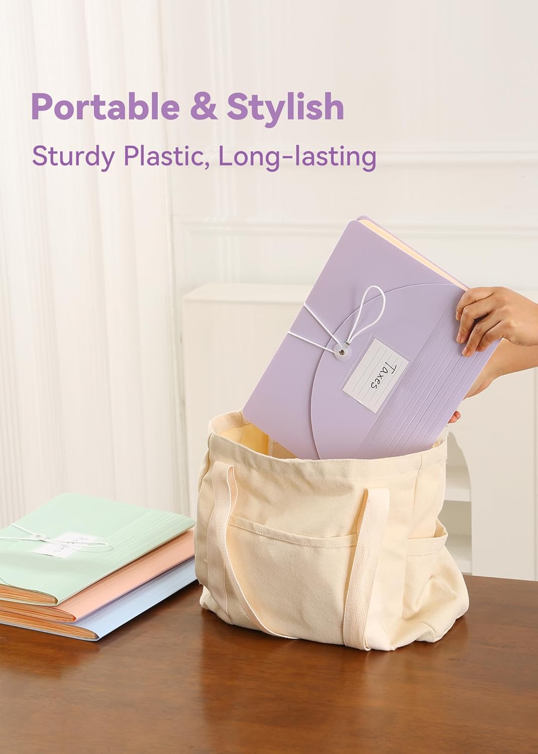 Accordion File Organizer 12 Pockets, Monthly Bill Receipt Tax Organizer, Expanding File Folders with Larger Bright Tabs, Fits Letter/A4 Size - Pink