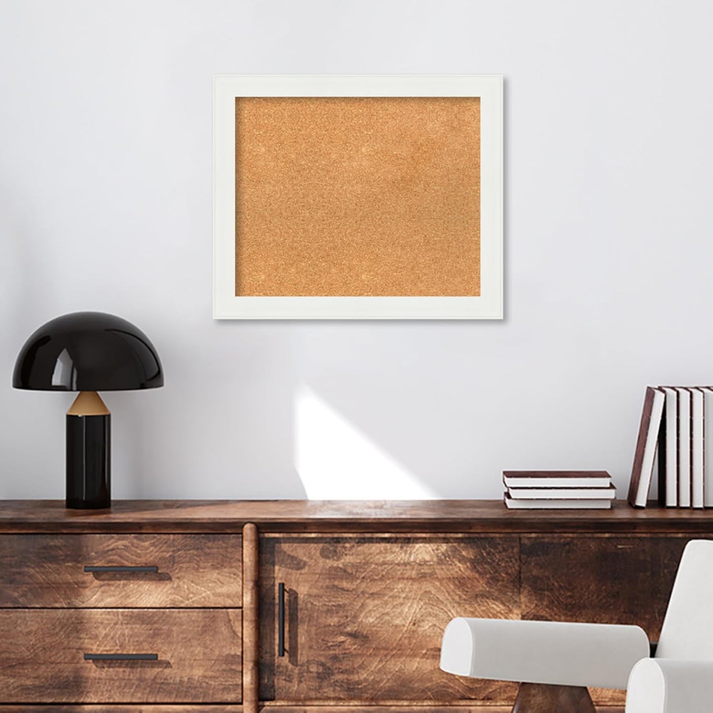 Amanti Art Natural Cork Board for Wall, 21x25 Vision Board with White Frame, Medium Corkboard Office Decor for Home Organization, Casual Corkboard Pinboard to Display Items for Home Organization in