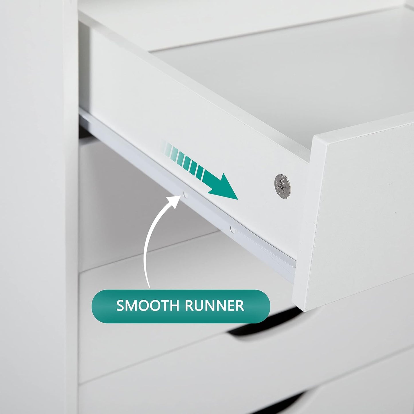 Naomi Home 7 Drawer Office Storage File Cabinet,Under Desk Cabinets for Home Office,Organization Filing Cabinet with Wheels,Printer Stand Storage,180 lbs Capacity – White(11272AM)