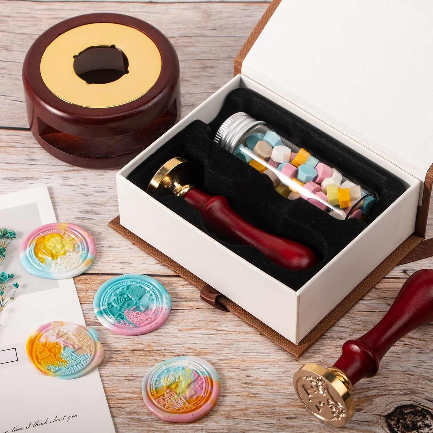 STAMTECH Custom Wax Seal Stamp - Wax Seal Stamp Kit with Gift Box Custom Wax Stamp Create Your Own Seals Great for Crafting Envelopes Gift Wrap Wedding Party Invitation and Decoration(1.18" Stamp)