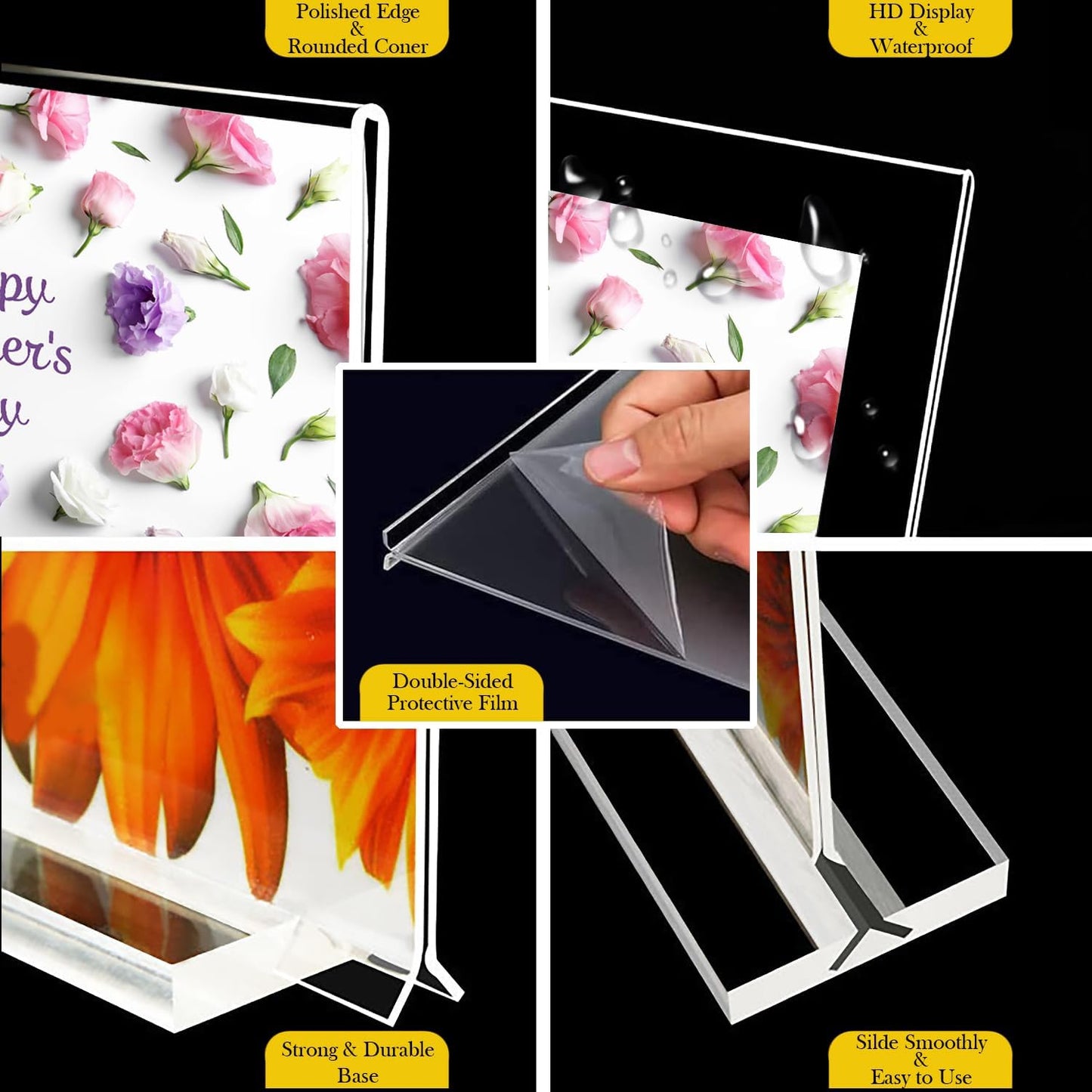 Acrylic Sign Holder 11 x 8.5 inches 6 Pack Horizontal Desktop Display Stand, Sign Holder, Suitable for Restaurants, Promotions, Photo Frames, Events, Meetings Acrylic Display Holder