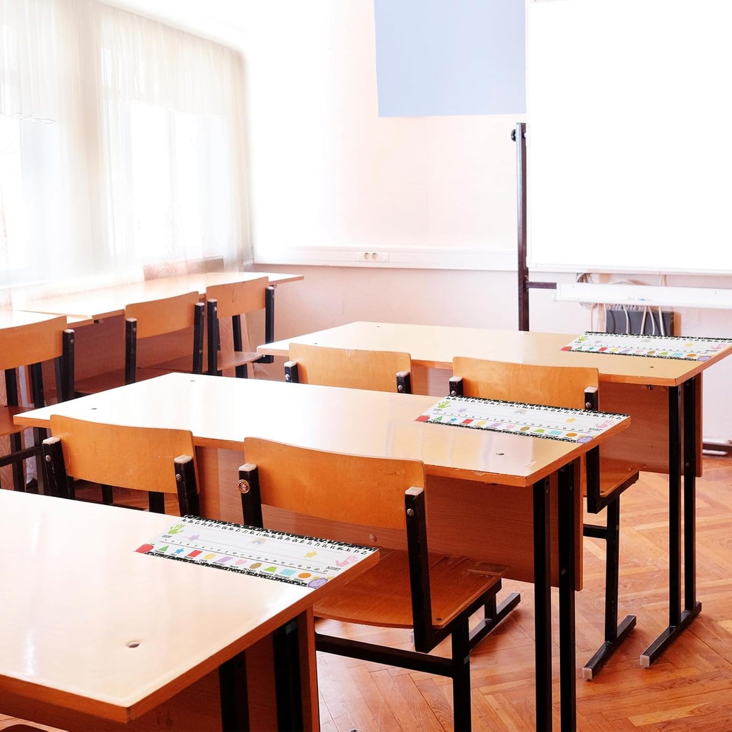 Outus 48 Pcs Name Tags Labels Cutouts Nameplate for Classroom School Name Tags with Alphabet Number Line for Desk ABC Decor Elementary Preschool Bulletin Board Decorations (Composition Notebook)