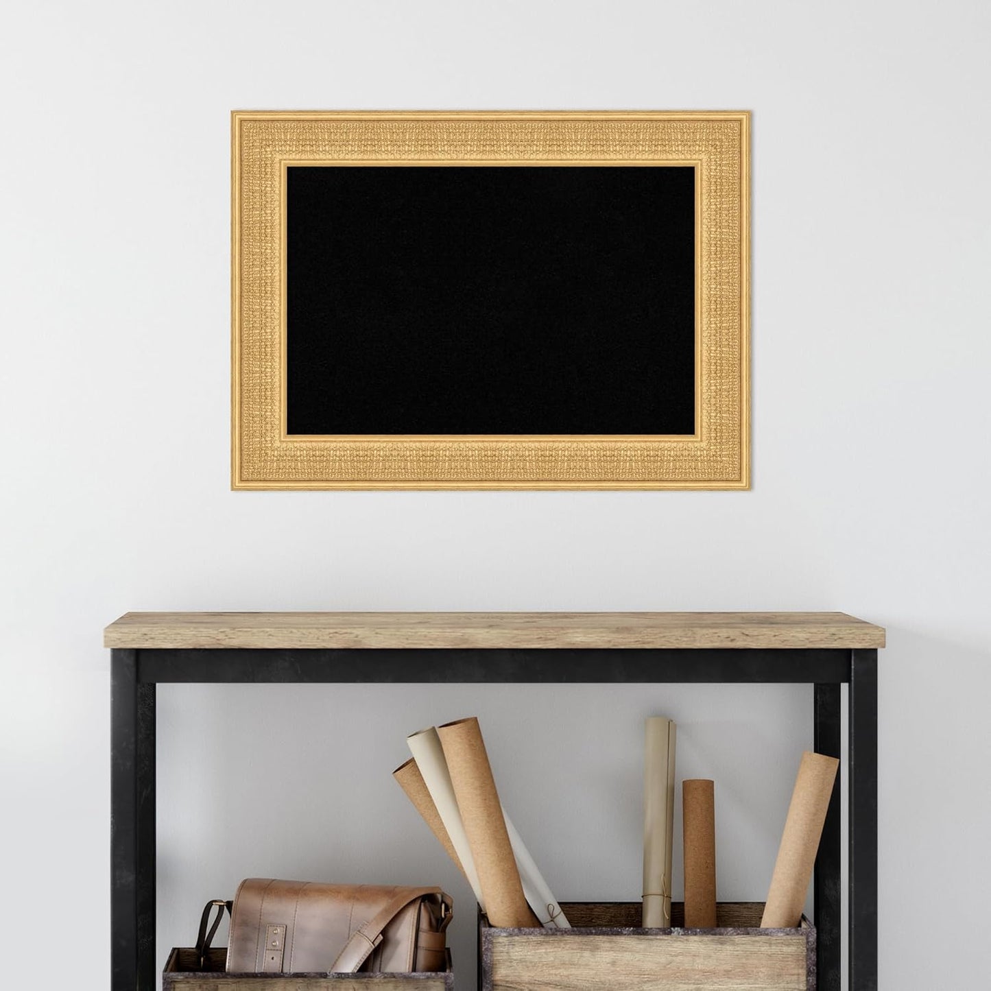 Amanti Art Black Cork Board for Wall, 22x30 Vision Board with Gold Wood Frame, Medium Corkboard Office Decor for Home Organization, Traditional Corkboard Pinboard to Display Items for Home