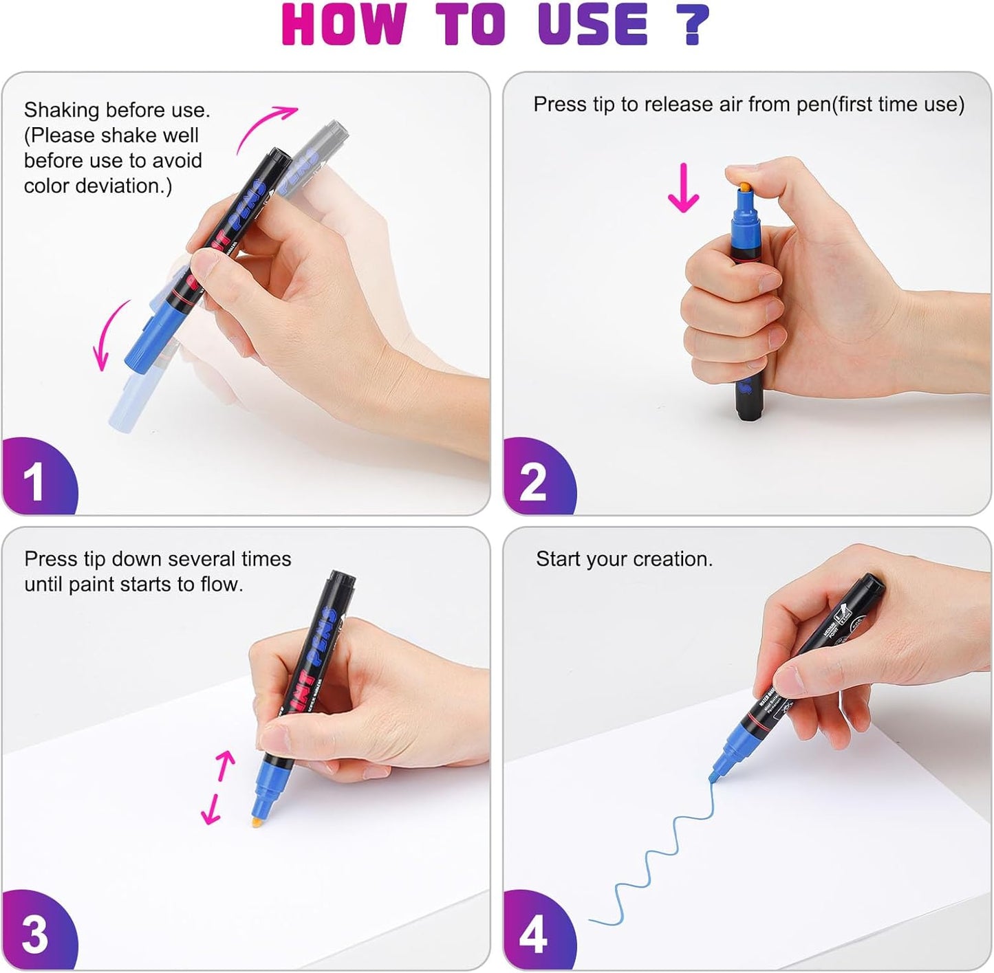 Red Paint Pens Paint Markers - 8 Pack Permanent Quick Dry Waterproof Marker Pens for Rocks Wood Fabric Plastic Canvas Glass Mugs Metal Tire Stone