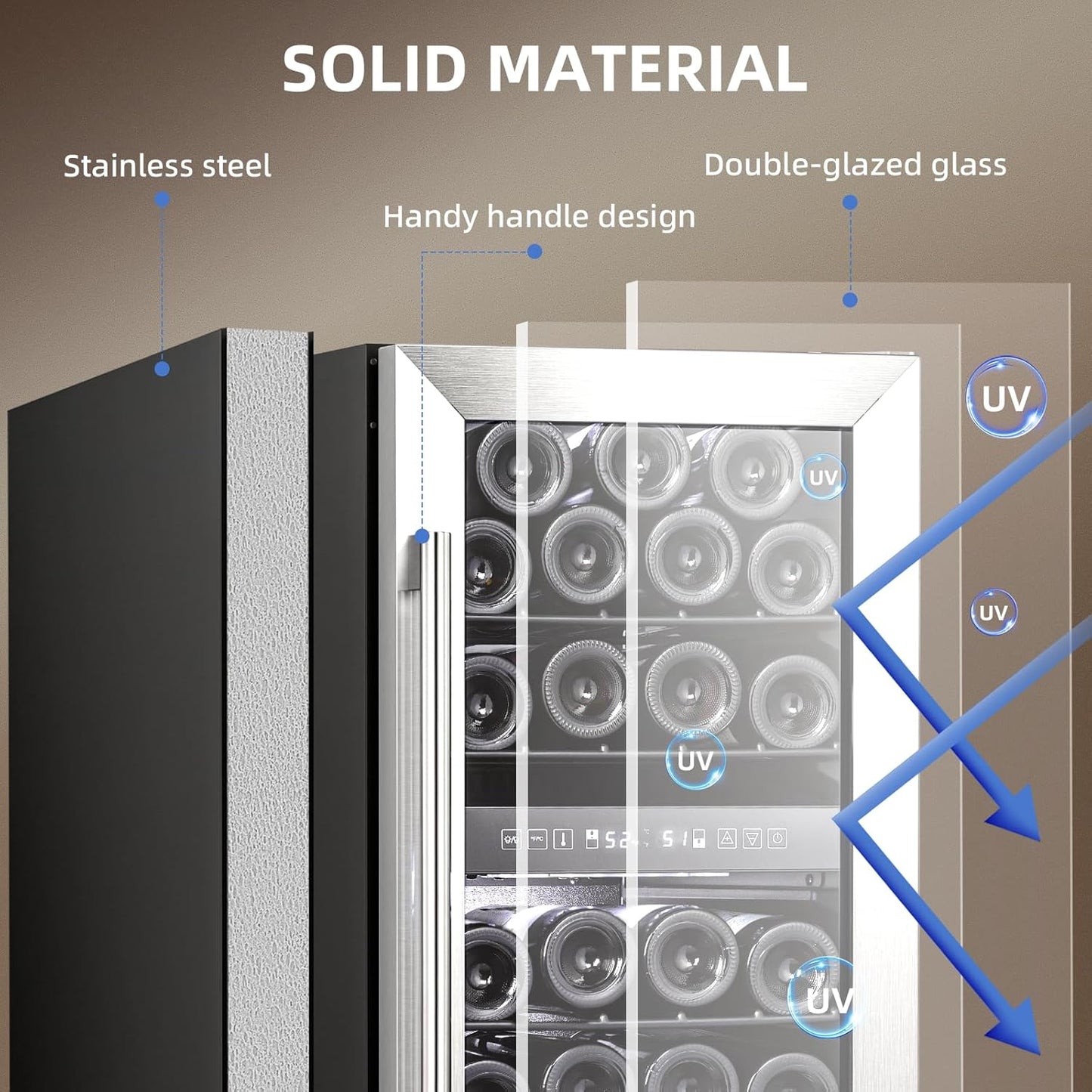 Antarctic Star Wine Fridge 15 Inch Wine Cooler Refrigerator,27 Bottles Dual Zone Freestanding or Bulit-in Wine Cooler Fridge with Stainless Steel Double-Layer Tempered Glass Door,3.1cu.ft
