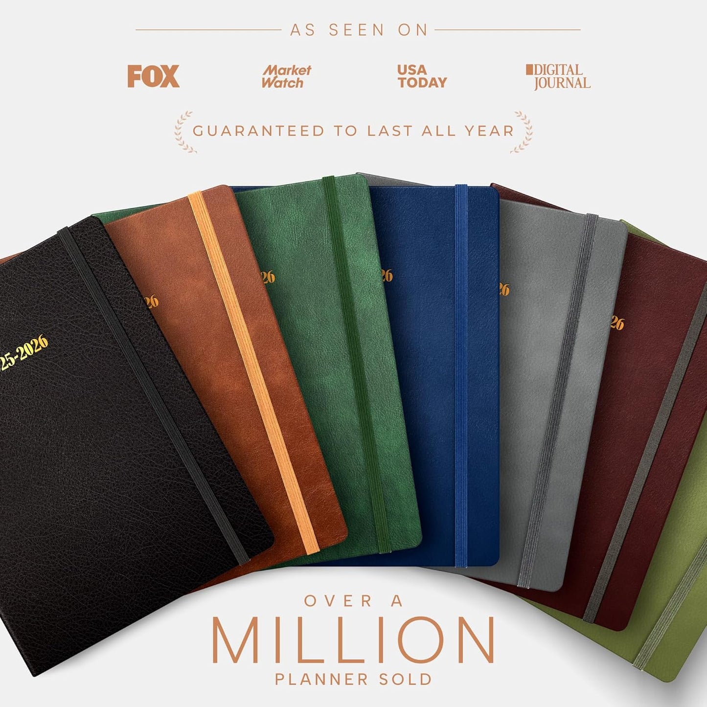 Ensight 2025-2026 HARDCOVER Leather Planner Weekly & Monthly - 8.5x11 Inches - Academic Planner Business Personal or Student - Pen Holder, Thick Paper, July 2025 - June 2026 (Olive Green)