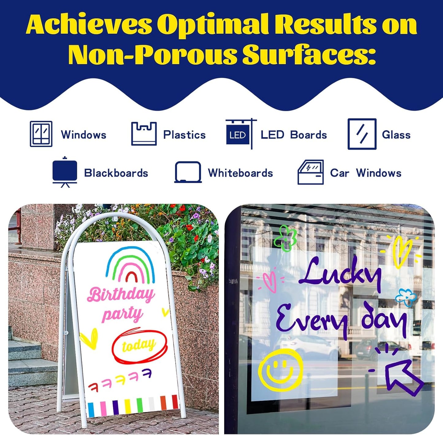 8 Pcs Liquid Chalk Markers - 7mm Assorted Colors, Washable Markers for Cars, Glass, Chalkboards, Posters, Business