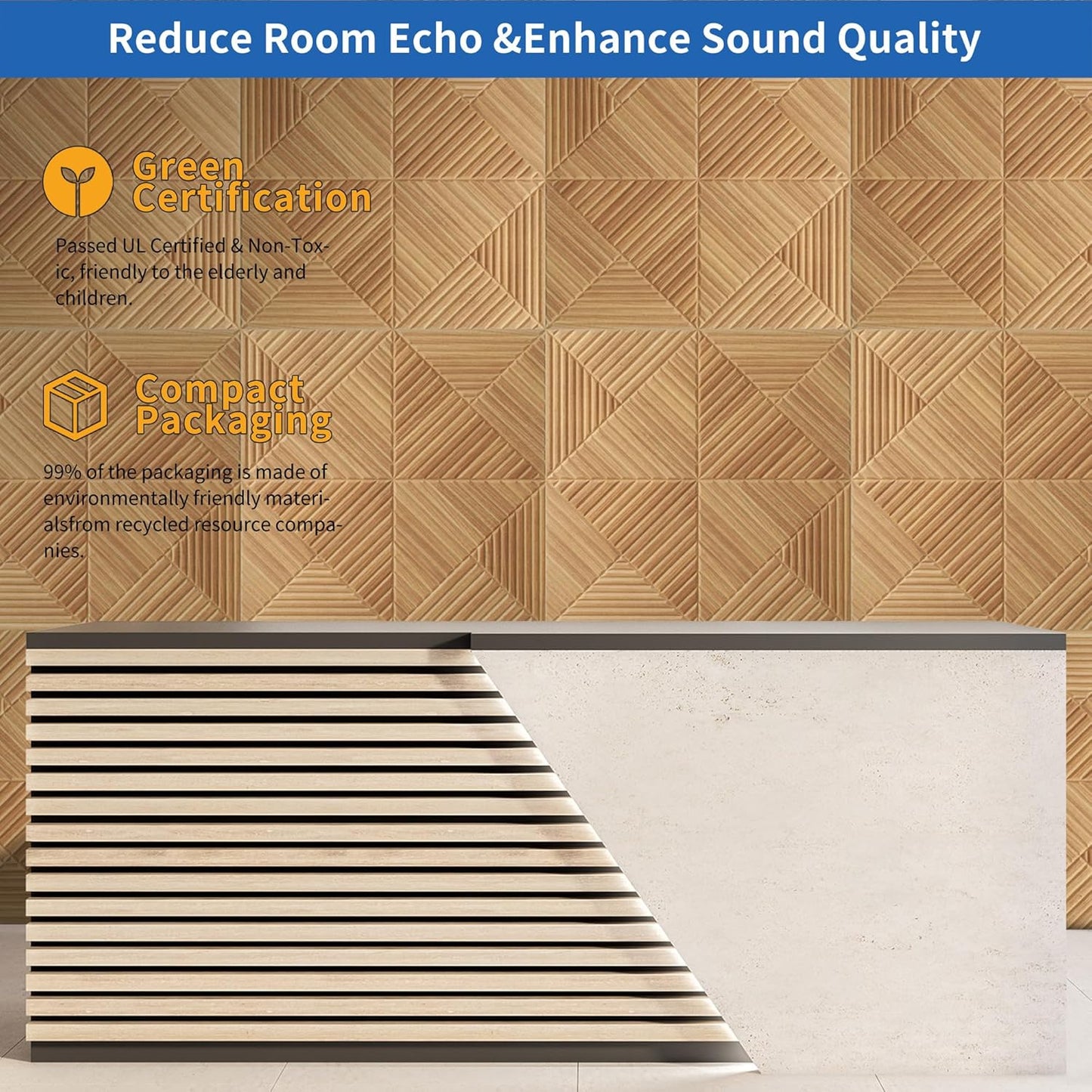 6 Pack Large Acoustic Panels,23.6 x 23.6 Inches Soundproof Wall Panels,Decorative Sound Panels,Self-Adhesive Acoustic Wall Panels,Decorative Soundproof Panels for Home Studio Office,Log color