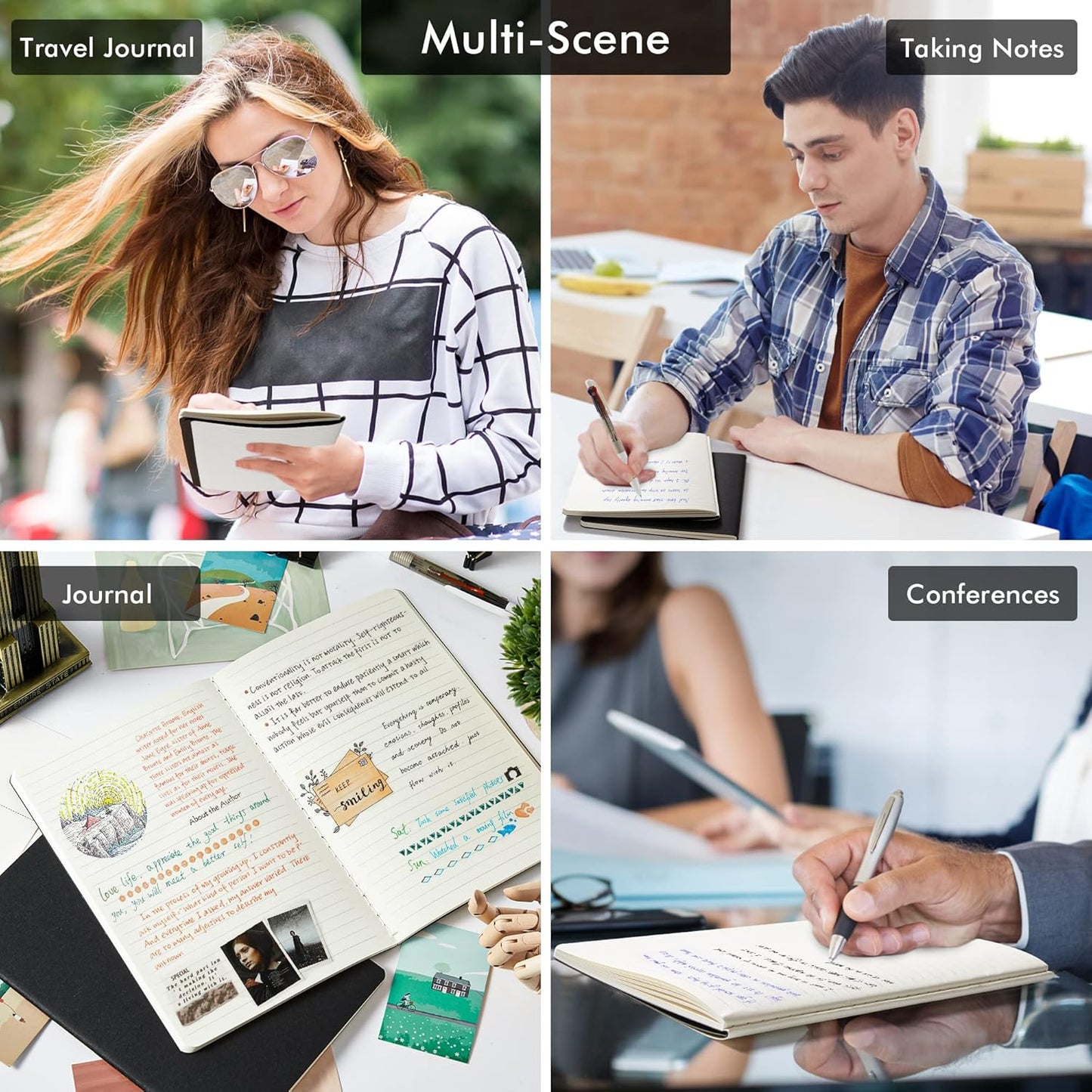 feela 16 Pack Soft Cover Journal Bulk, Lined Notebooks College Ruled for Work for Women Girl Writing, Blank Travel Journal Note Taking Notebook School Business Supplies, 8.2” x 5.5”, A5, Black