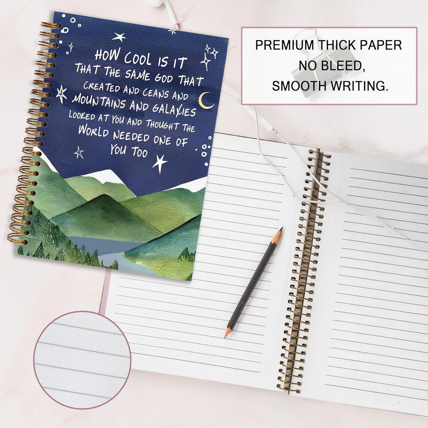 Bible Journal, A5 Spiral Christian Bible Journal Notebook, How Cool Is It That the Same God, Inspirational Bible Verse Gift for Women Men Birthday Christmas, Office Supplies, Bible Study (Blue-moon)