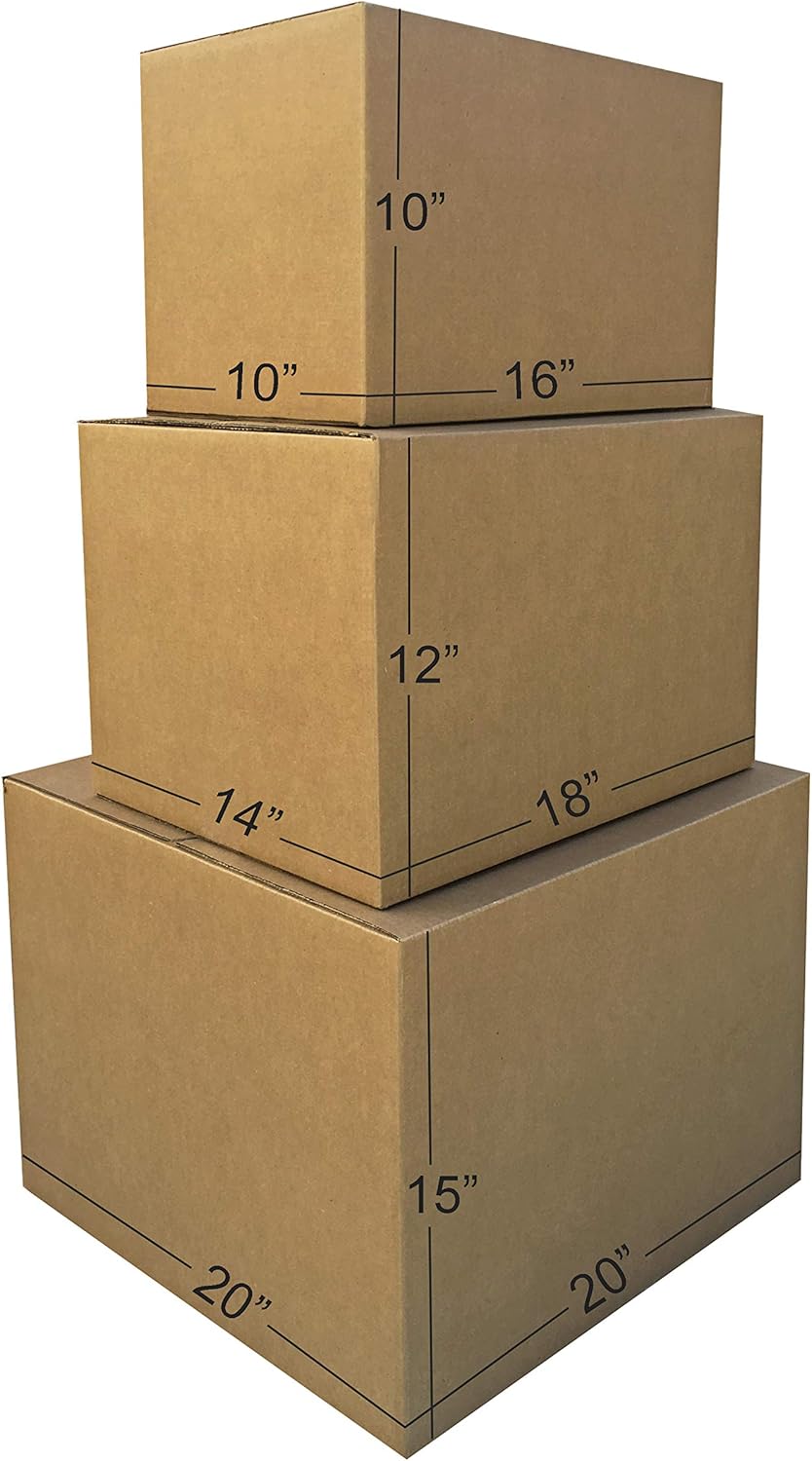 Amazon Basics Cardboard Moving Boxes in Small, Medium and Large Sizes (Assorted), Pack of 30, Brown