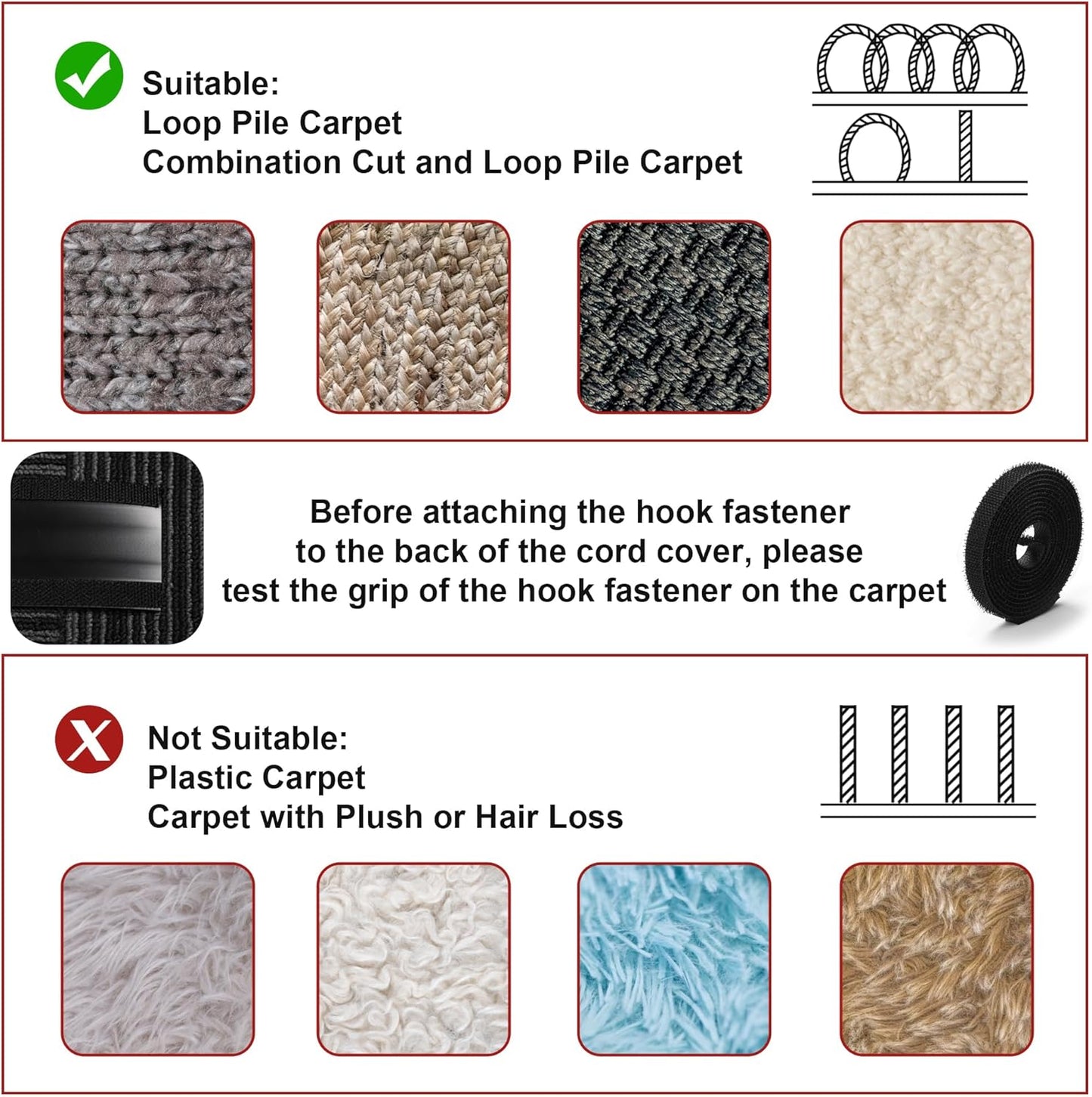 8.2ft Cord Cover Floor, Soft PVC Cord Covers for Wires on Floor, Self-Adhesive Cord Hider, Cable Management Wire Protector for Commercial Office Carpet/Floors/Wall White