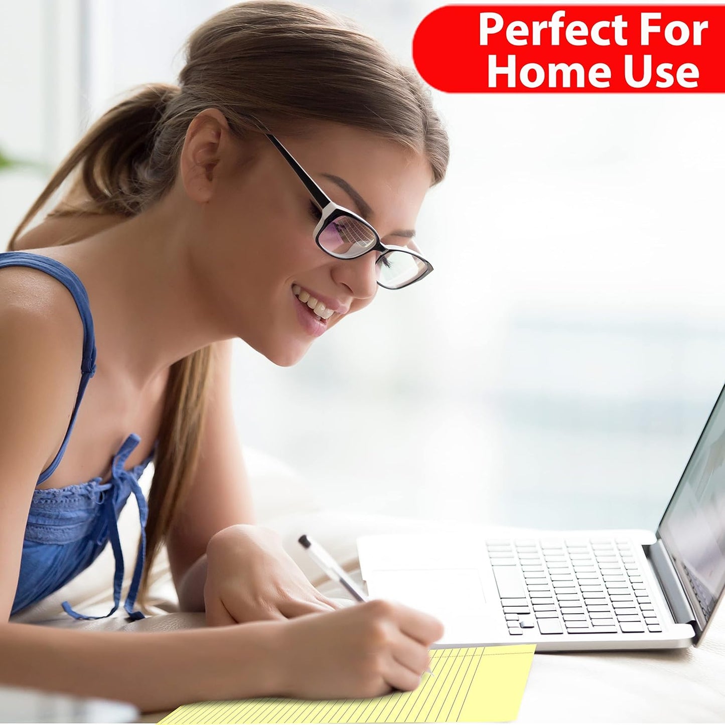 E-CLIPS USA Notepads, Legal Pads, Note Pads 8.5 x 11, Legal Wide Rule Notepad, Canaray, Chipboard Back, Writing Pad, Office Supplies, 50 Sheets Per Pad (48 Pack)