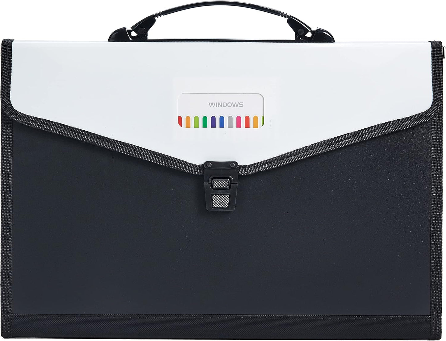 Legal Size 13-Pockets Expanding File Folder with Handle, Plastic Accordion Filling File Folder Expandable Monthly Portable Paper Document Organizer for Office School & Home (Black-1)