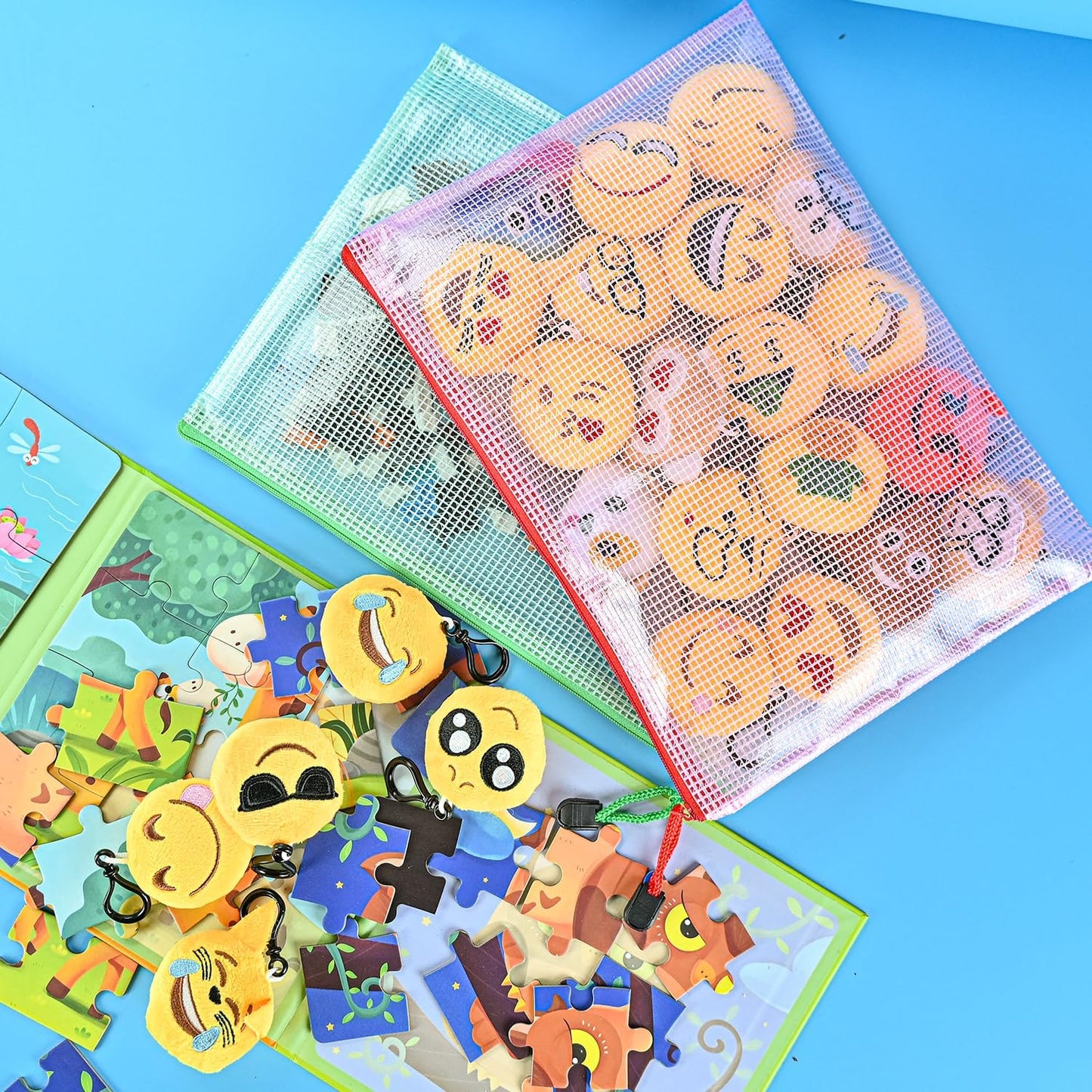 AUSTARK 10 Pcs Zipper File Bags, Waterproof Plastic Mesh Pouch for Office School, Board Game Storage Bags (B5 Size 11.4''x8.2'', Multicolored)