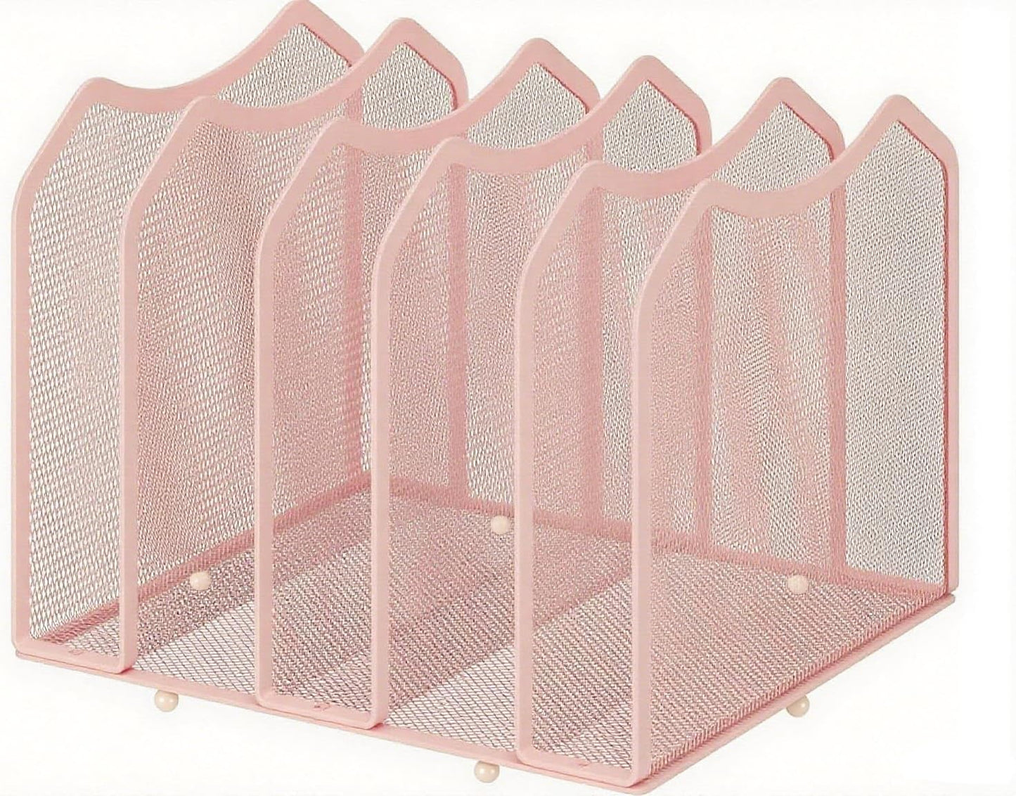 Simple Trending Mesh Desktop File Sorter Organizer, 5-Section Bookshelf for Desk Home Office, Pink
