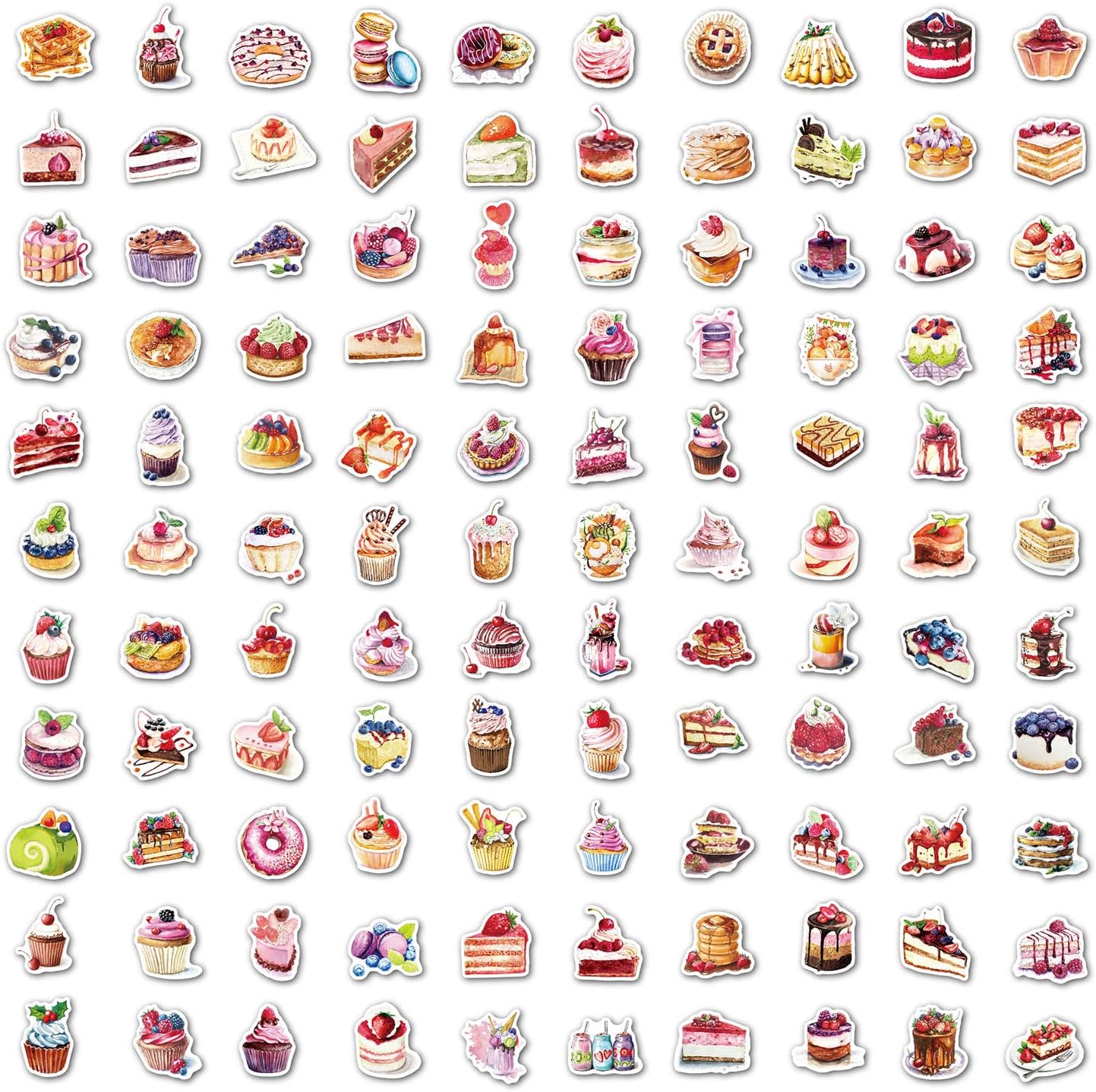 Cake Theme Stickers - MAXLEAF 100PCS Vintage Waterproof Stickers for Decoration Planner Phone Case Scrapbook Coffee Journals Decoration