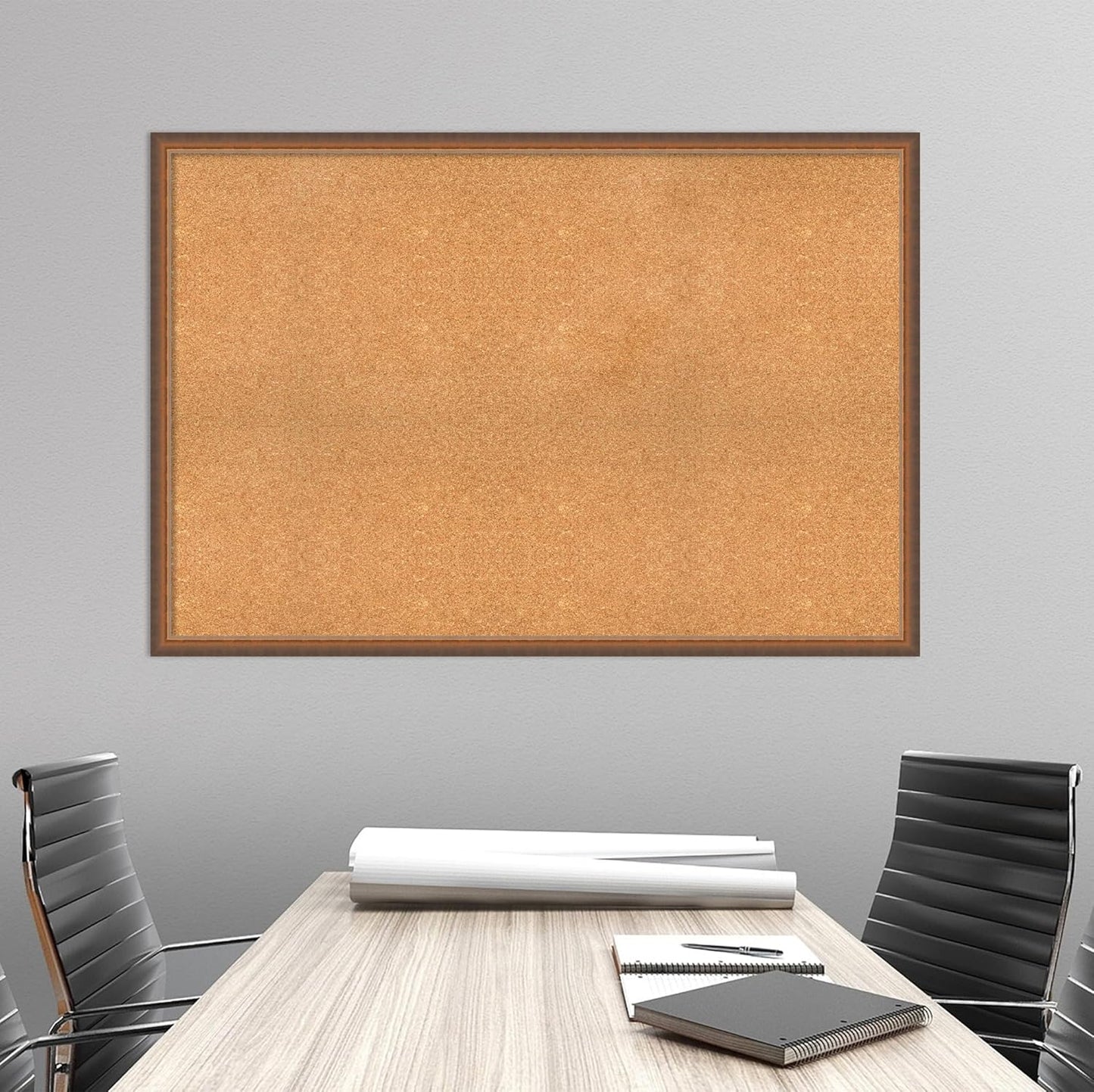 Amanti Art Natural Cork Board for Wall, 34x50 Vision Board with Bronze Frame, Oversize Corkboard Office Decor for Home Organization, Modern Corkboard Pinboard to Display Items for Home Organization