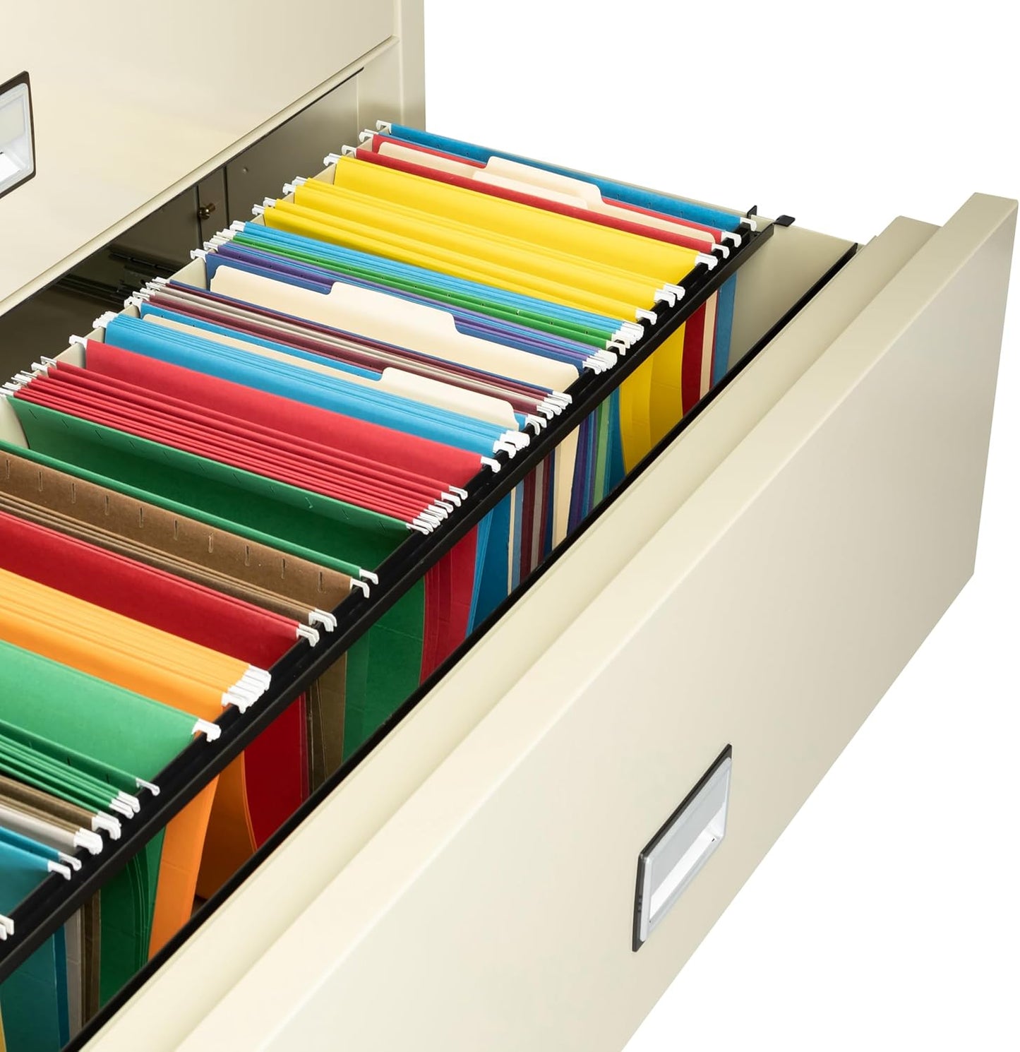 44 inch Wide 4-Drawer Lateral Fireproof File Cabinet – Legal and Letter Size Filing – Key Lock – Water Resistant – Fire Safe and Impact Rated – Putty Finish – Model LAT4W44P