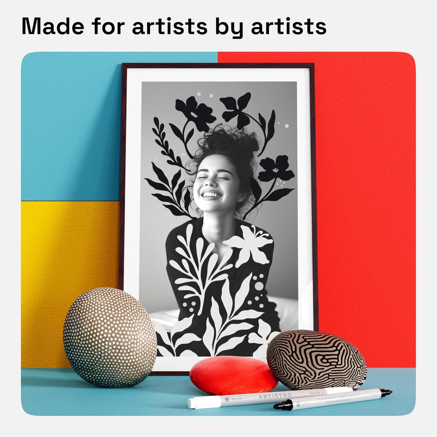 ARTISTRO 2 Black&White Dual-Tip Acrylic Paint Pens - Multisurface Markers for Fabric, Plastic, & More, 5mm Dot + 1mm Fine Tips