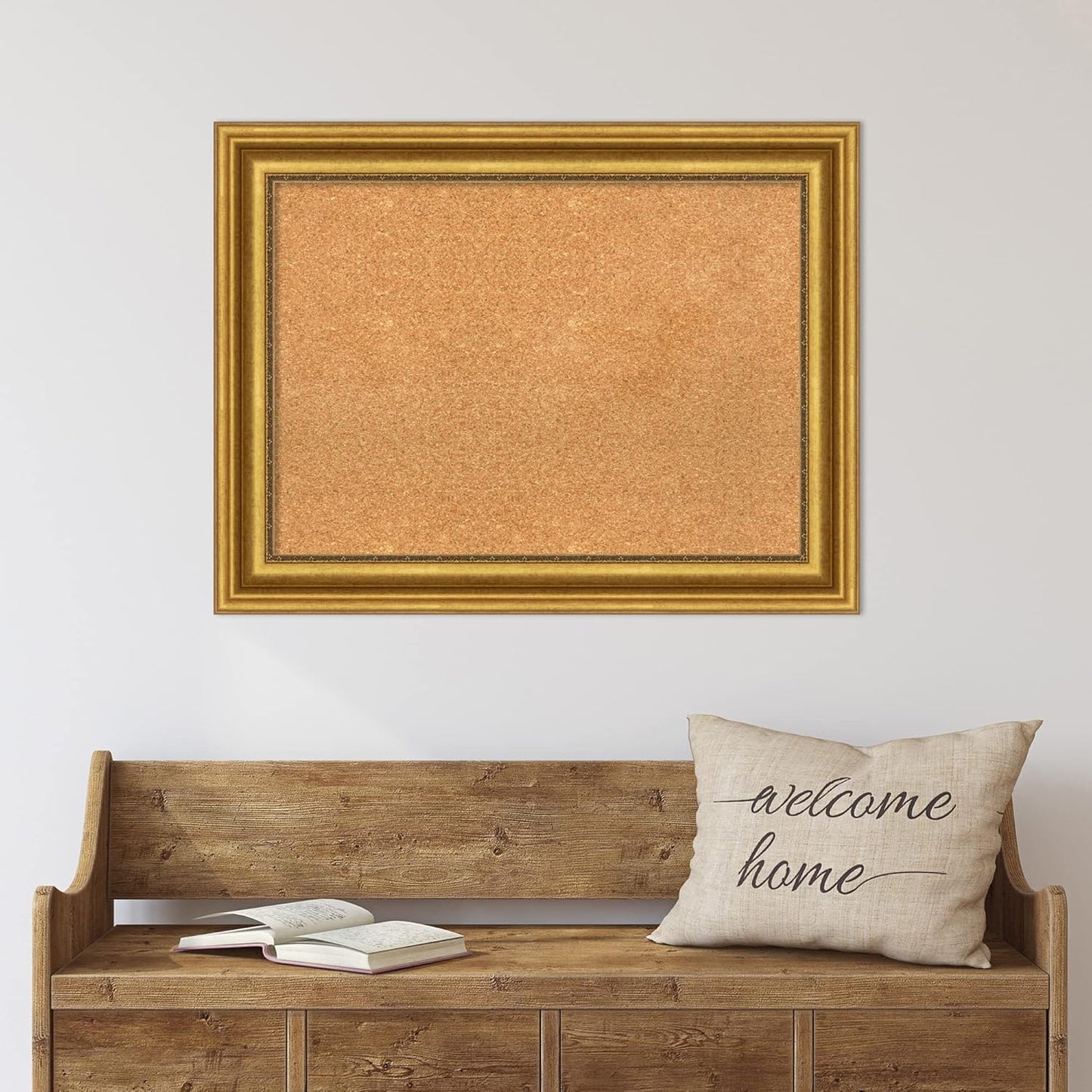 Amanti Art Natural Cork Board for Wall, 26x34 Vision Board with Gold Frame, Medium Corkboard Office Decor for Home Organization, Traditional Corkboard Pinboard to display items for home organization