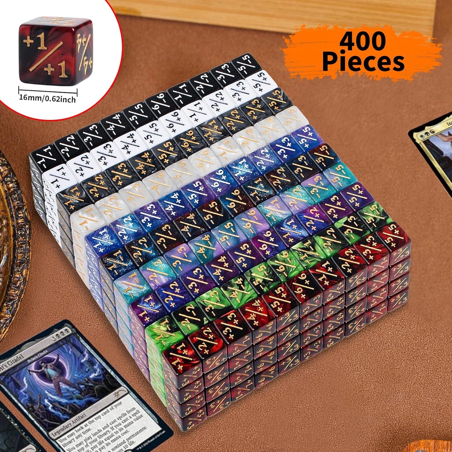 400 Dice Counter Token D6 Spindown Dice Compatible with MTG CCG Card Gaming Accessories 16mm