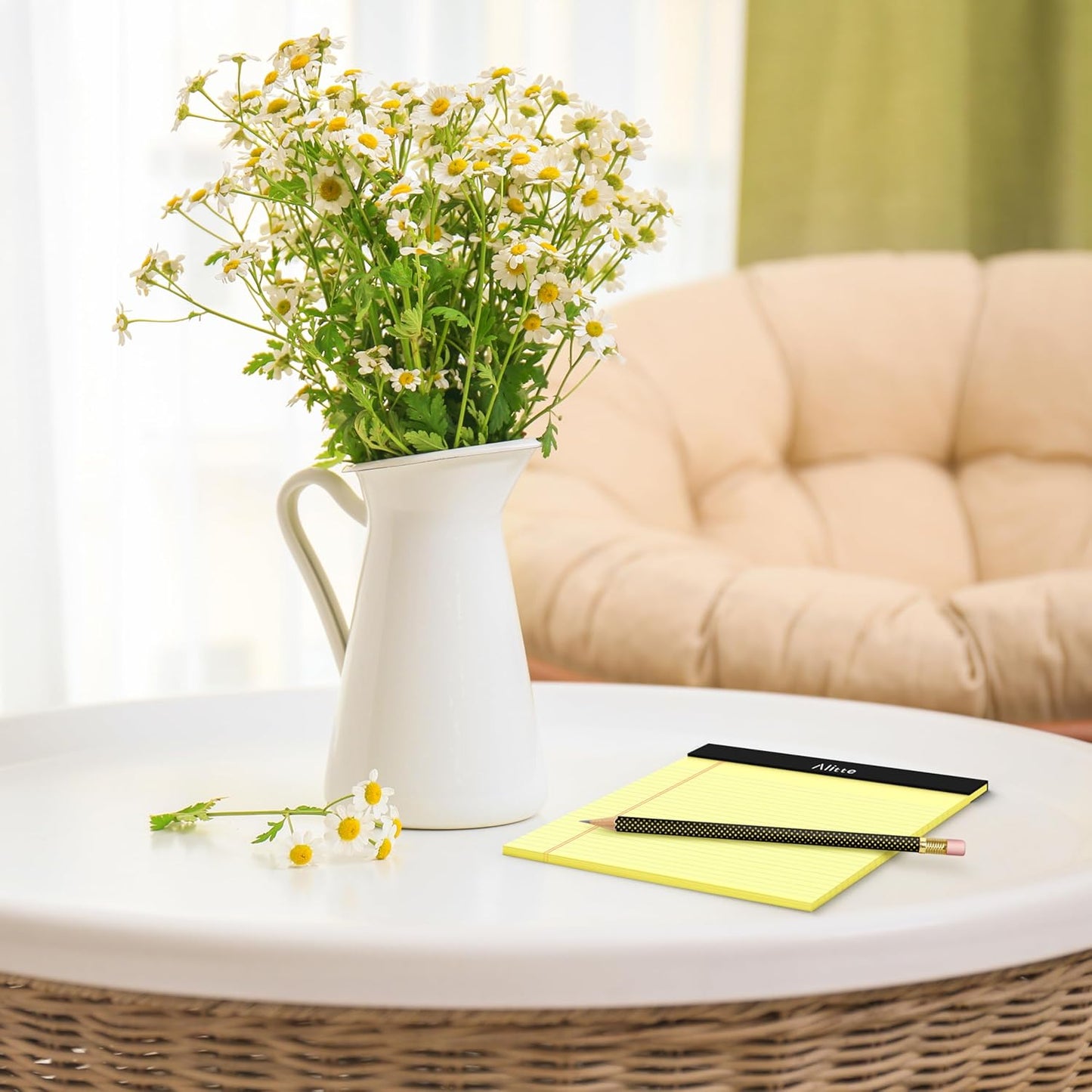 Yellow Legal Notepads 5x8 - Perforated Wide Ruled Writing Pad Paper, No Ink Bleeding - Blank Legal Pads for Home, Office, School, Business - 50 Sheets Per Notebook (12 Pack)