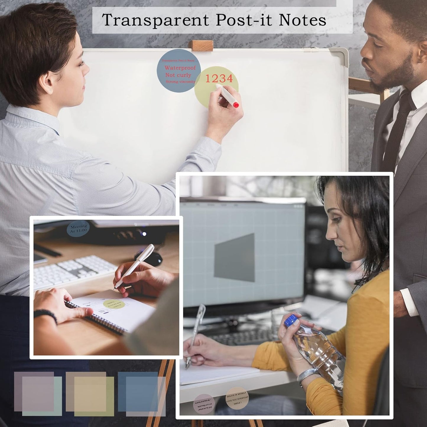 800Pcs Transparent Sticky Notes, 2.76"x2.76" Clear Round Sticky Notes, Waterproof Translucent Sticky Note Pads for Books Annotation, Clear Post it Notes for Bible Study, School, Office