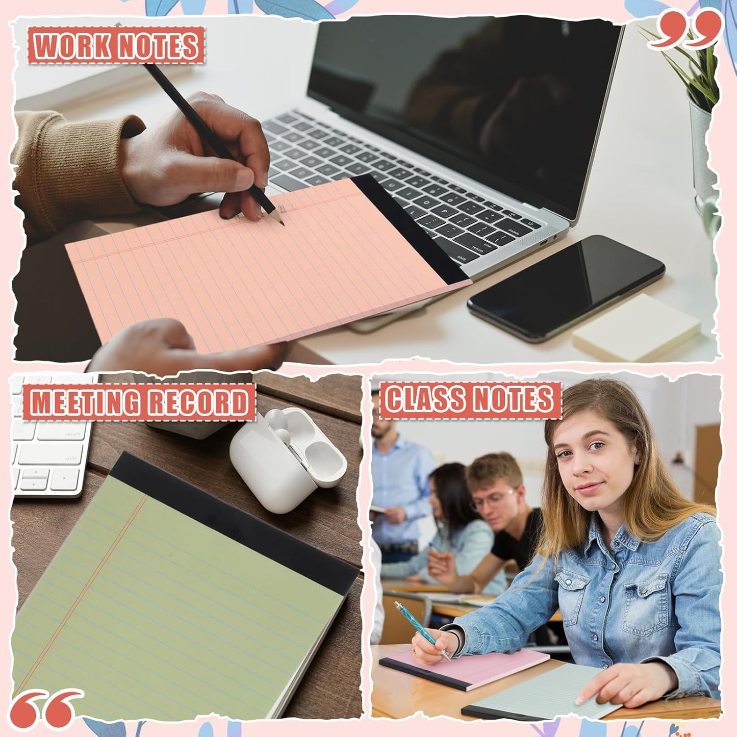 Lincia 24 Pcs 12 Pcs 5" x 8" Small Legal Pads Colored Lined Note Pads Narrow Ruled Writing Notepads 50 Sheets Per Micro Paper Notebook Lined and Perforated for College Office Supplies (Earthy Colors)