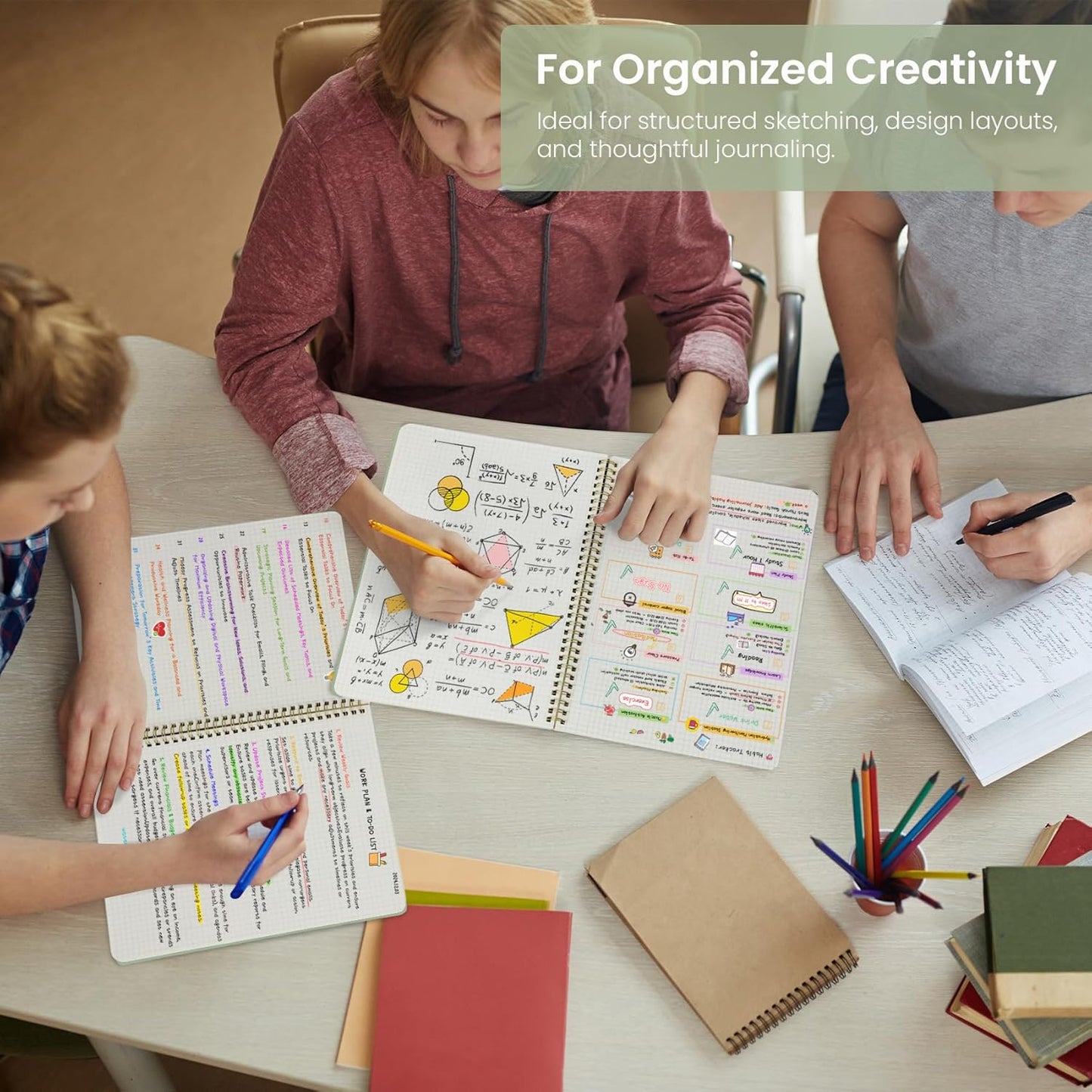 Taja Spiral Graph Notebook, 8.5"x11" Notebooks for Work, Large A4 Journal for Women & Men, Grid Notebook, Journaling Notebook for Writing, Plastic Cover Spiral Journal, Green