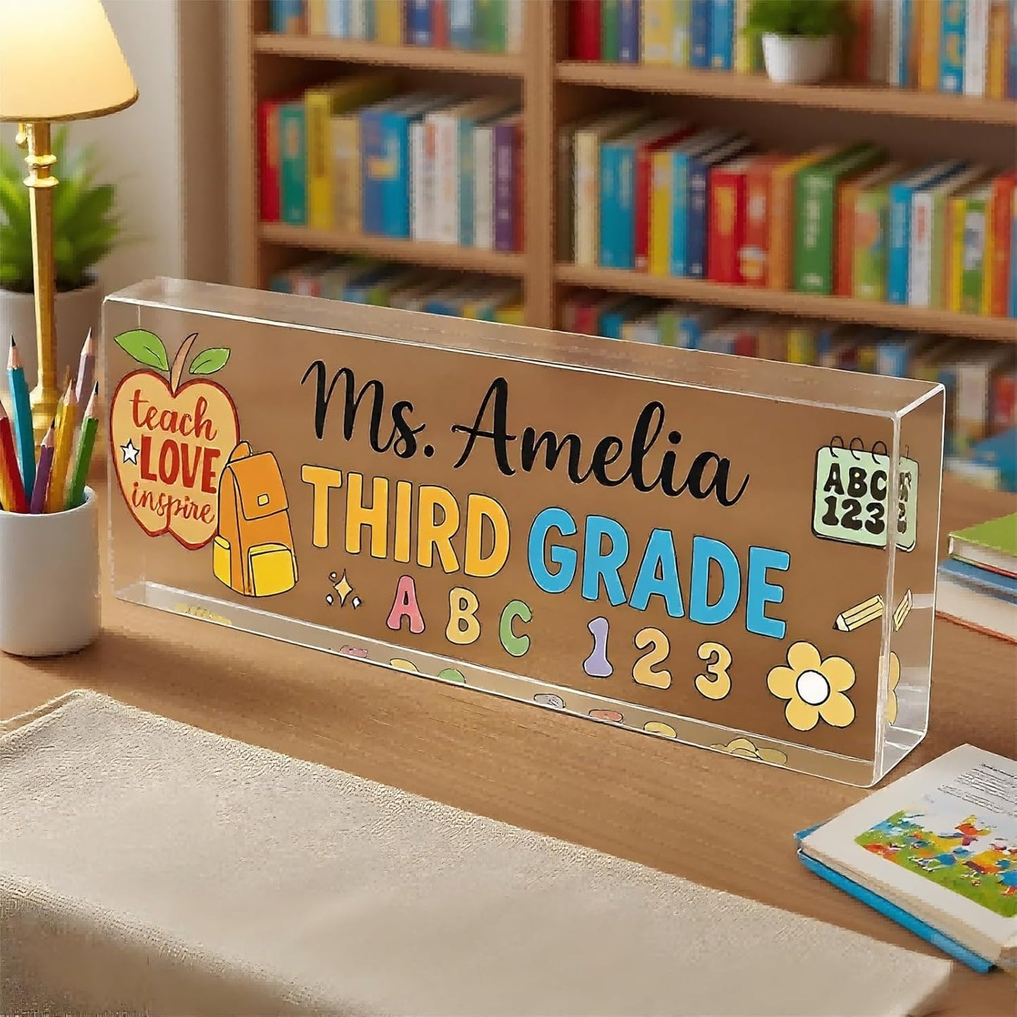 Custom Desk Name Plate, Teacher Name Plate for Desk, Office Decor for Women, Coworkers, Employee (S6)