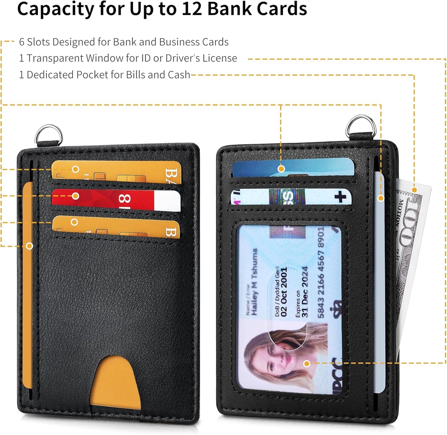 Mayski Slim Wallet, Credit Card Holder for Women, Minimalist Front Pocket RFID Blocking Card Cases, Small Wallet Women Men(Grain Black)