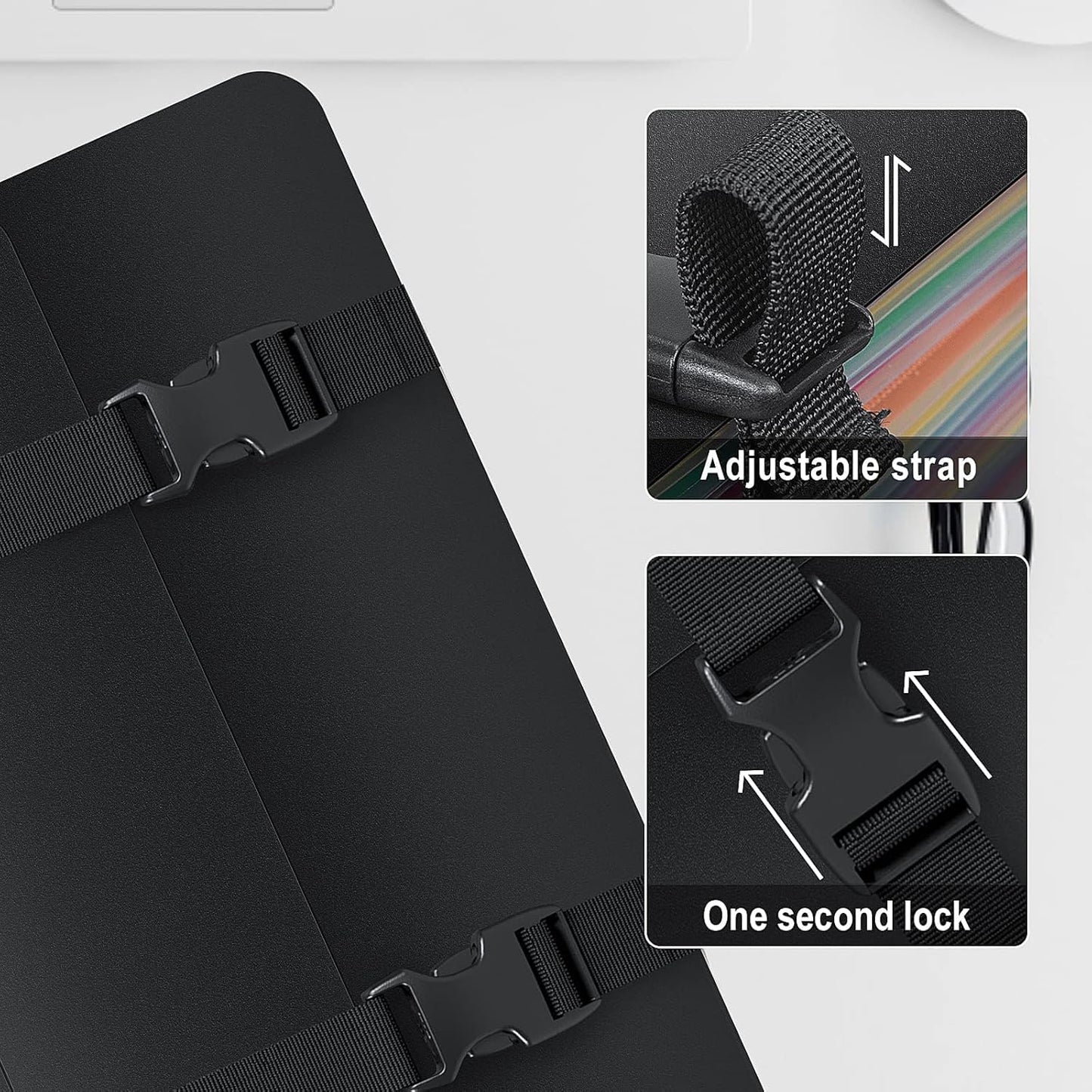 Accordion File Organizer,Expanding File Folders with Handle,13 Pockets Expandable Filing Folders,Tabs Included in Filing Box,Adjustable Strap,Bill Documents Organizer,A4/Letter Size,Black