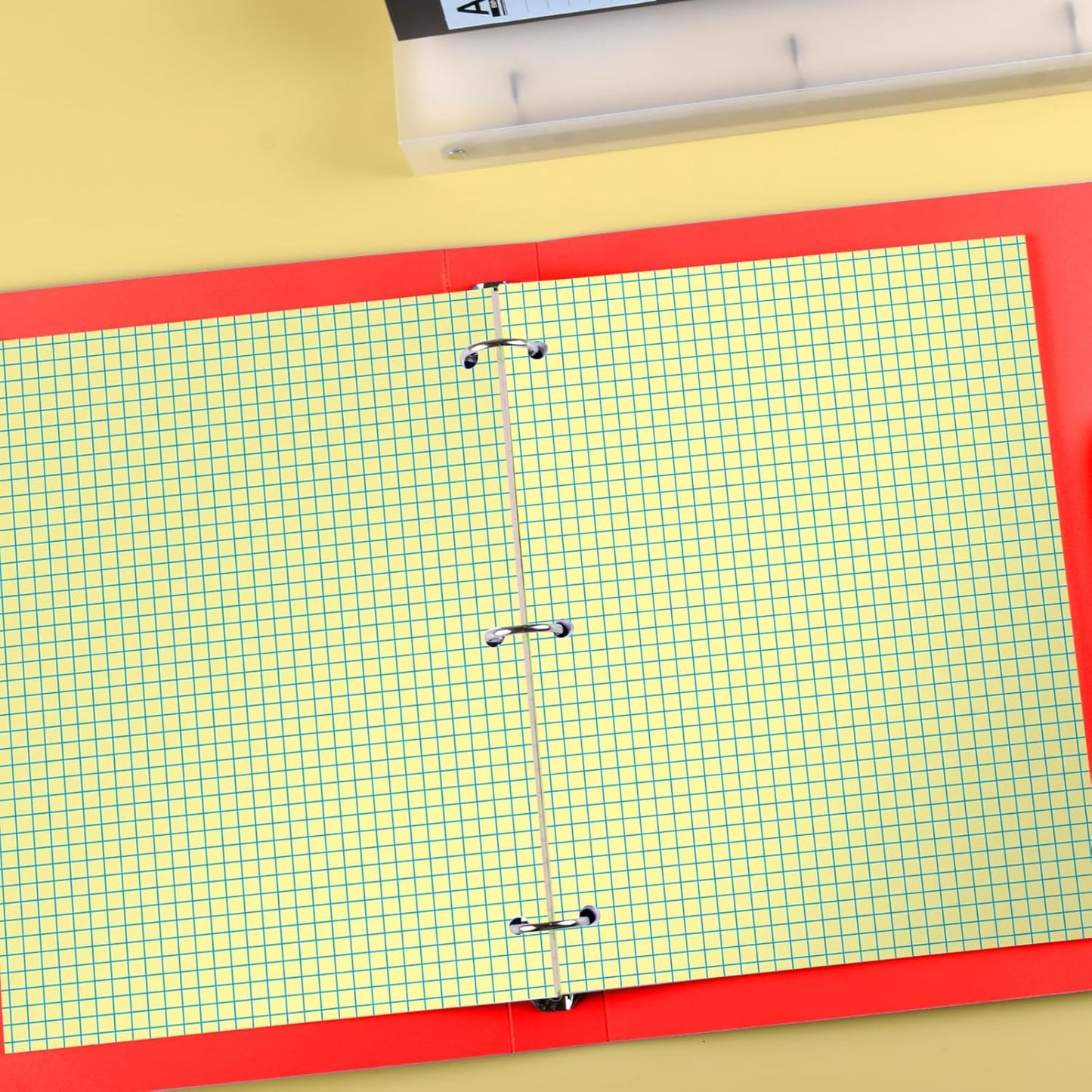 KAISA Loose Leaf Notebook Paper, 4x4 Quad Graph Ruled, 300 Sheets Per Lined Paper, 8" x 10.5", 3 Hole Punched for 3 Ring Binder, Canary, Made In USA