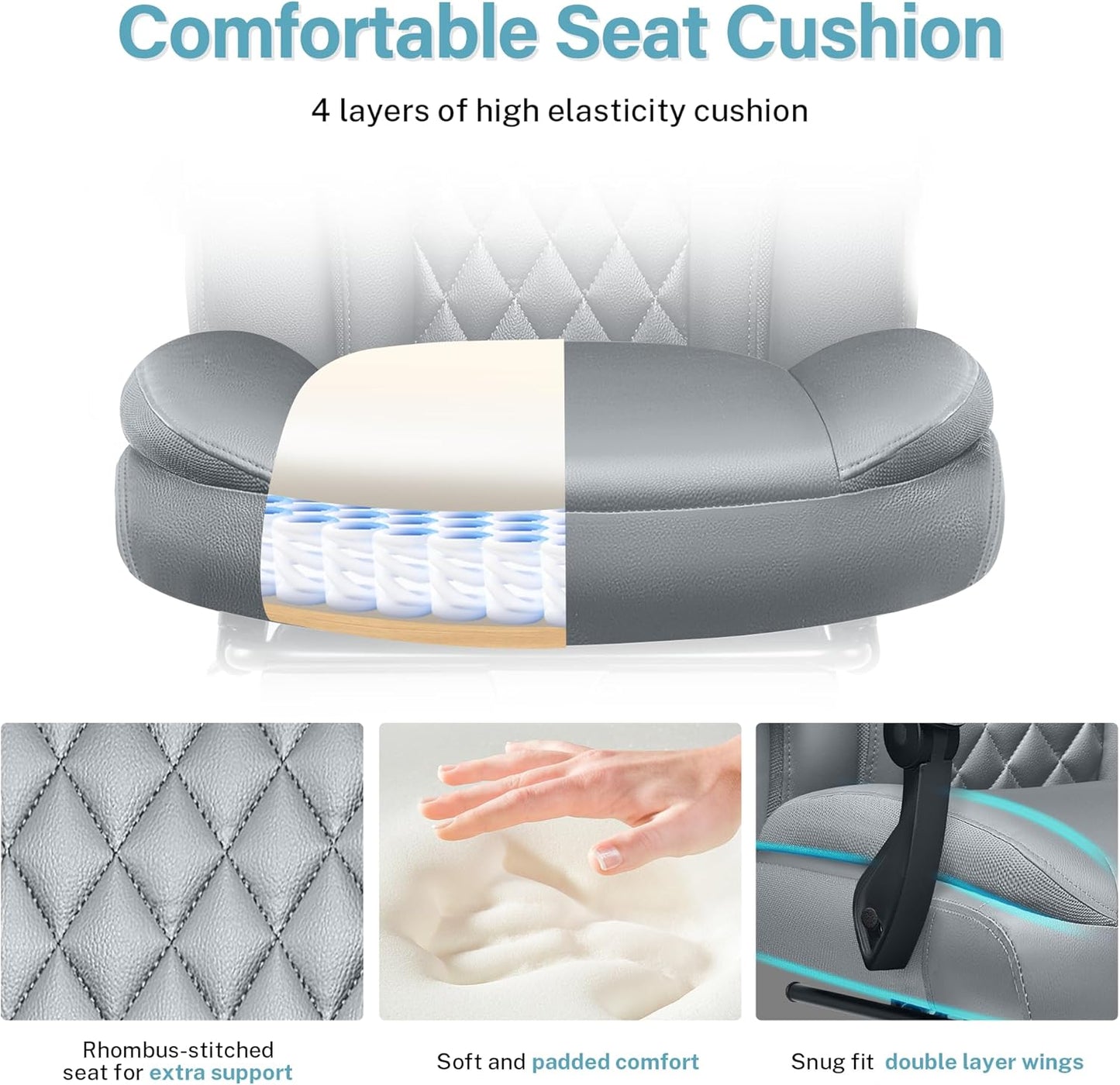 Executive Leather Office Chair, Big and Tall Desk Chair with Footrest Home Office Desk Chairs, Ergonomic Computer Desk Chair with Lumbar Support, Reclining Chair with Adjustable Angle